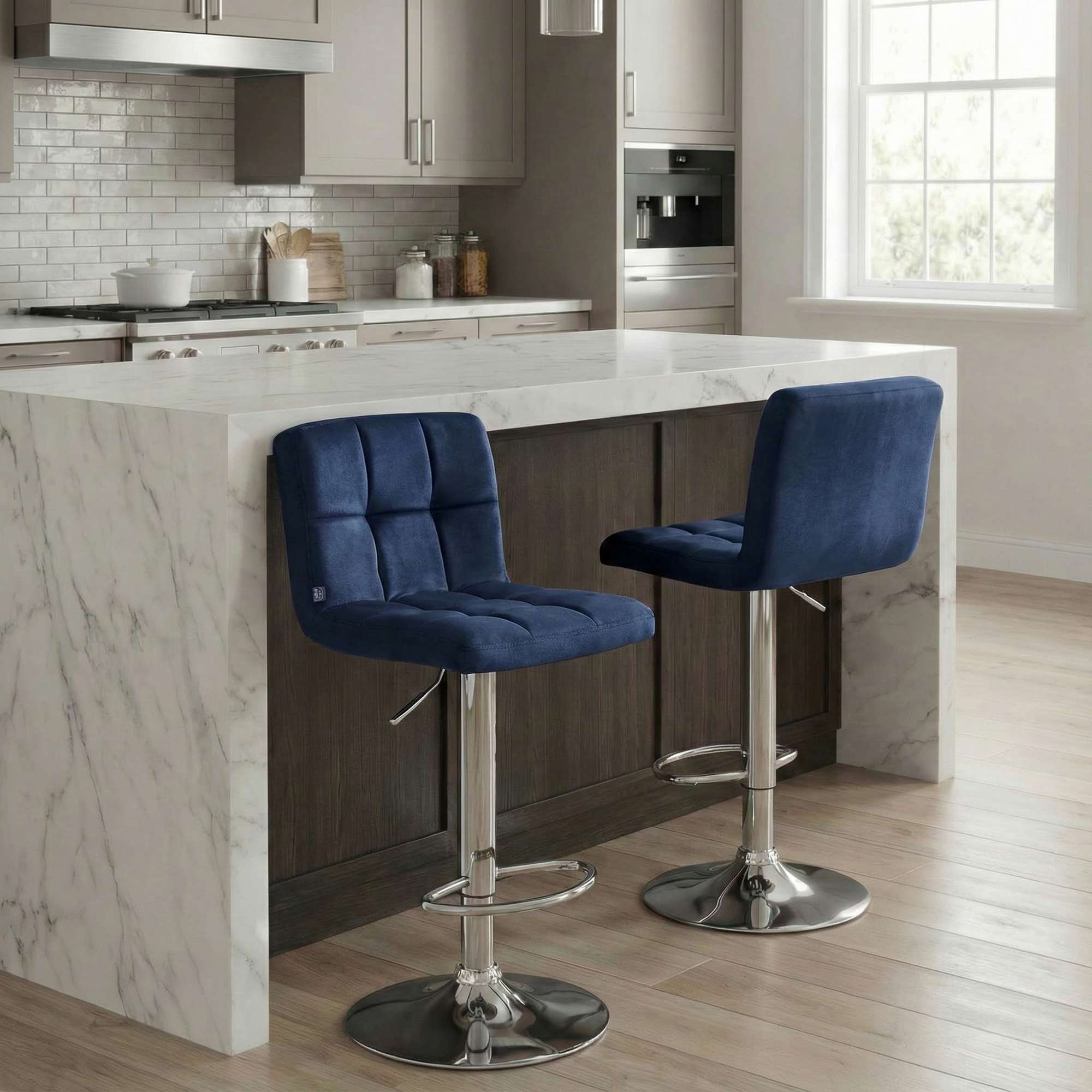 Lot de 2 tabourets de bar Peru velours