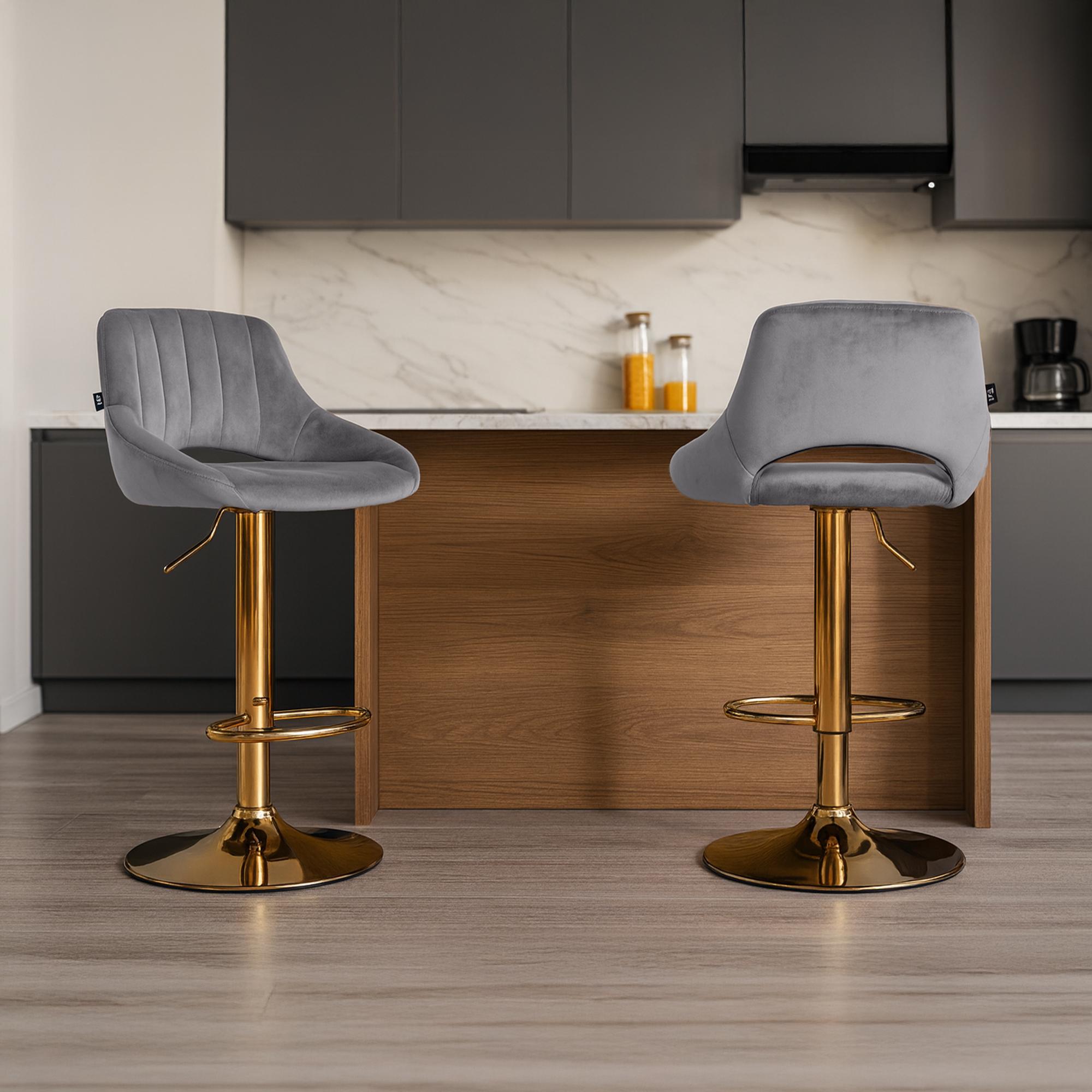 Lot de 2 tabourets de bar Milet en velours
