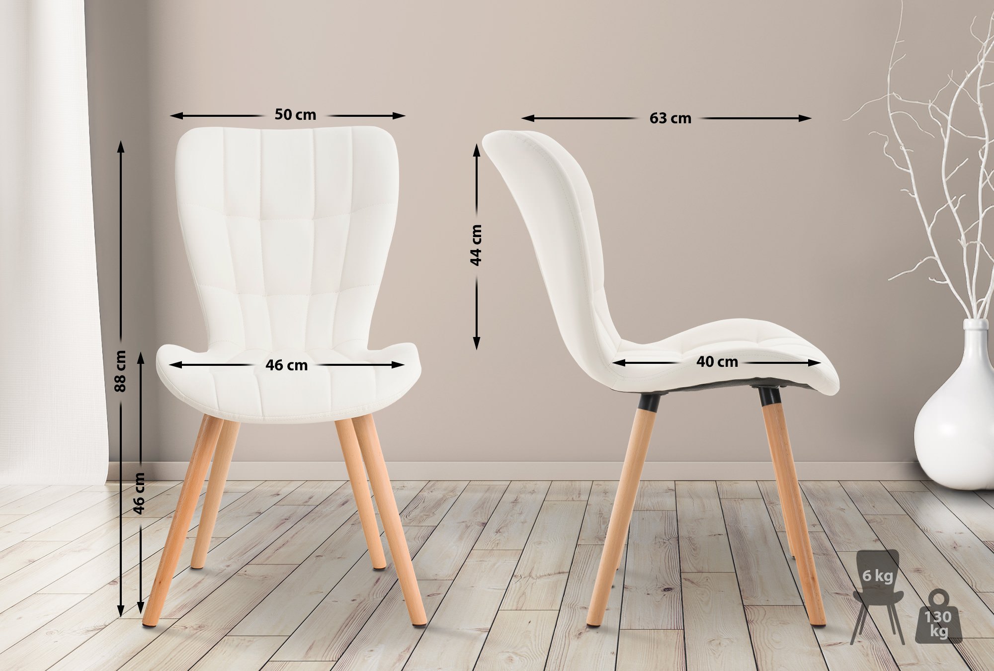 Lot de 2 chaises de salle à manger Elda