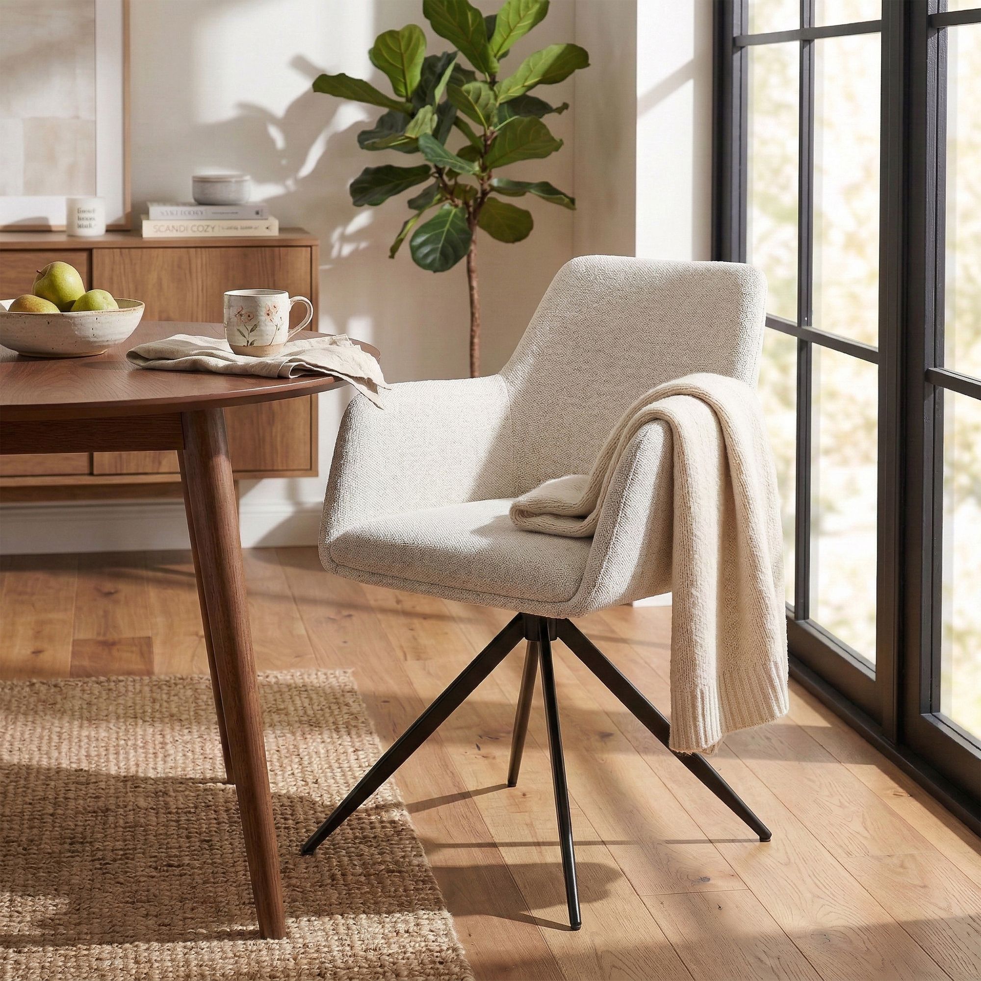 Lot de 2 chaises de salle a manger Olema en tissu