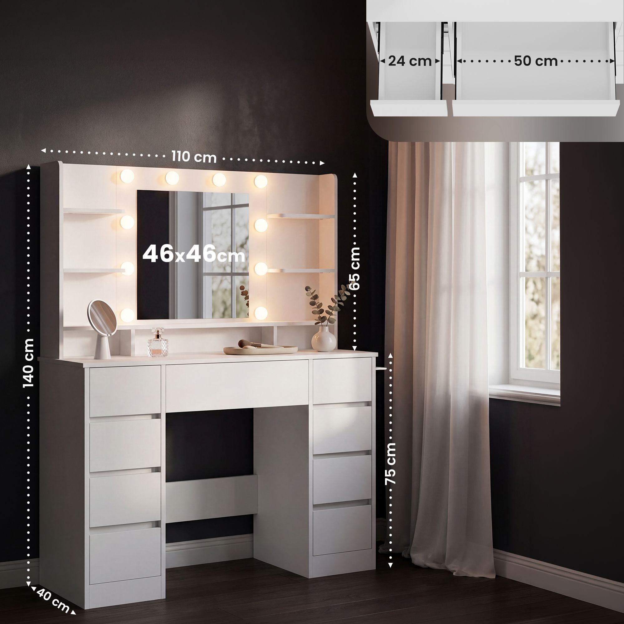 Coiffeuse Pretty avec miroir