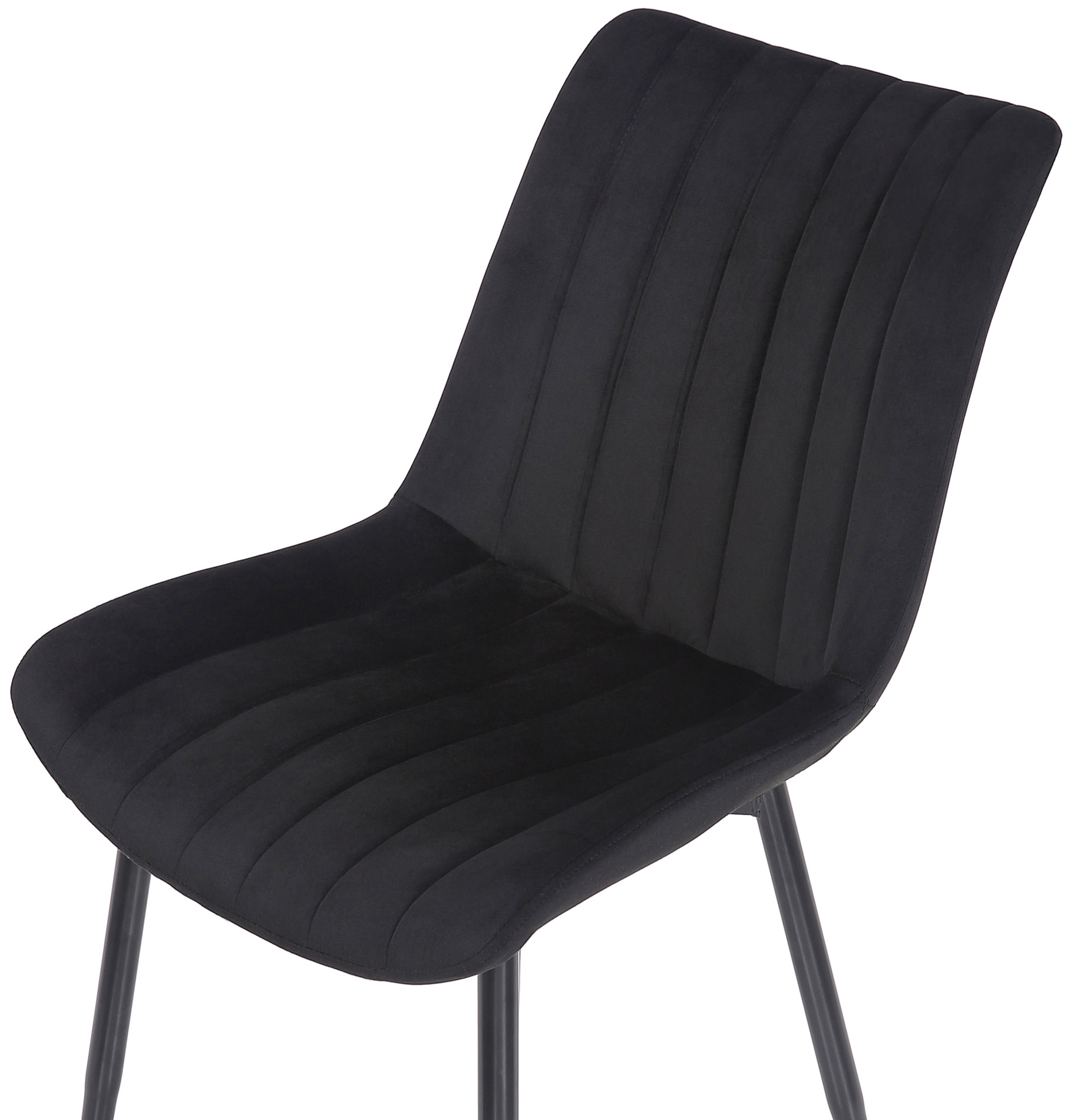 Chaise de salle à manger Rahden en Velours avec Piètement en métal noir