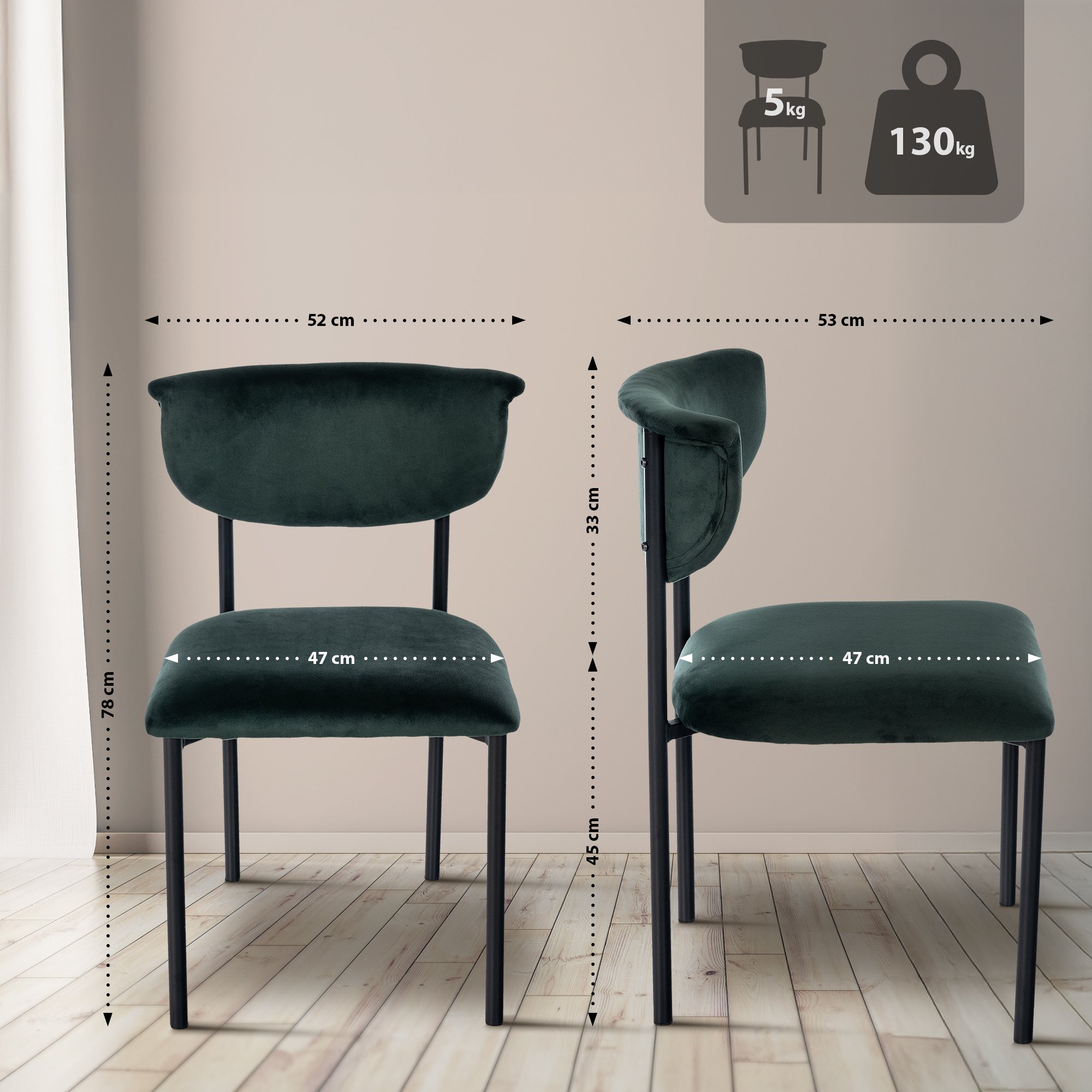 Chaise de salle à manger Gambell en Velours