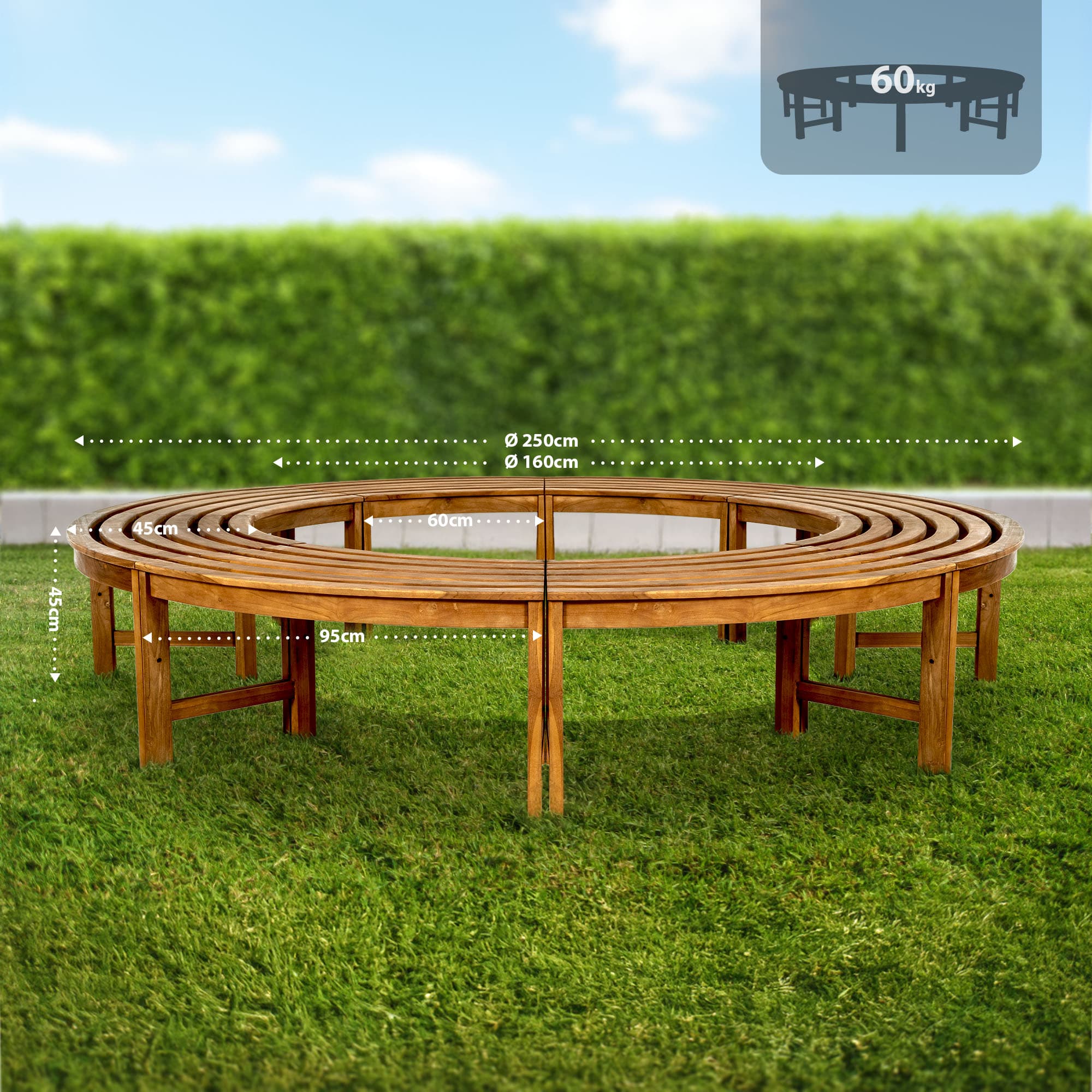 Banc d'arbre Nila sans dossier 250 cm