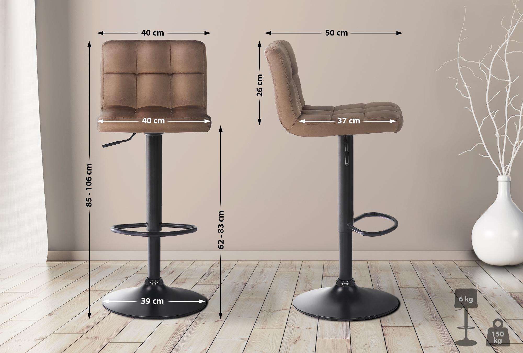 Lot de 4 tabourets de bar Feni velours