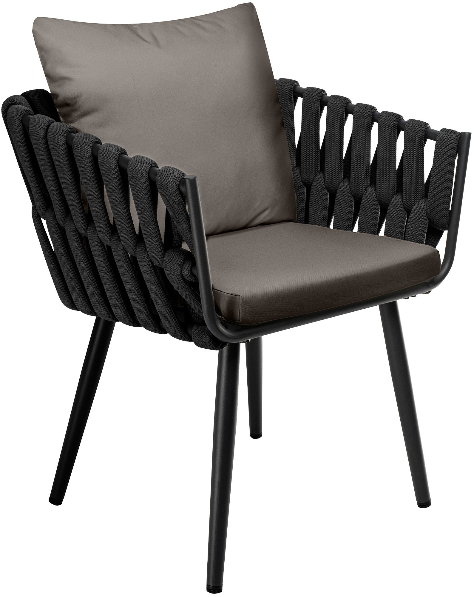 Chaise de jardin Lombardia anthracite avec coussin d'assise