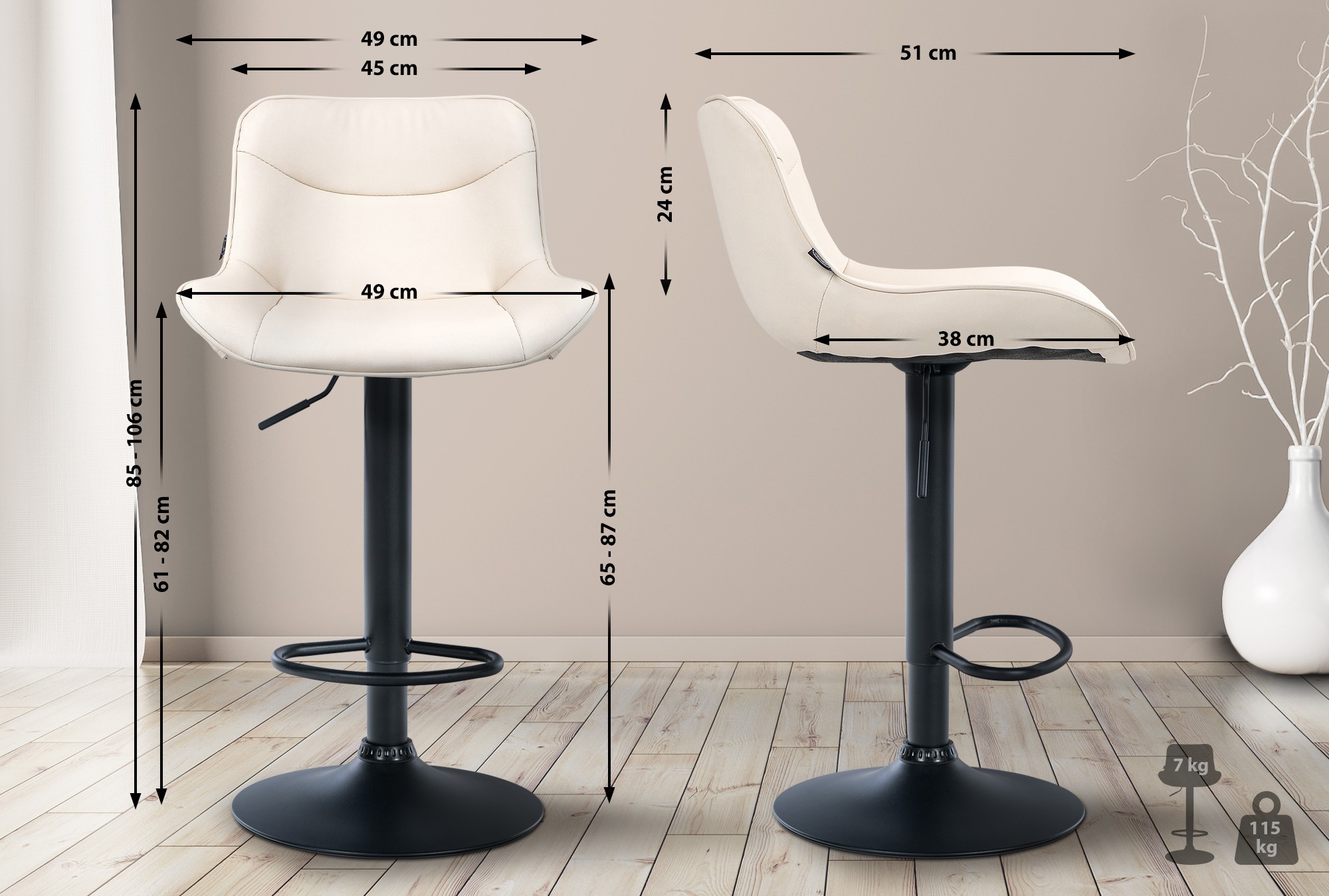 Tabouret de bar Vonore similicuir