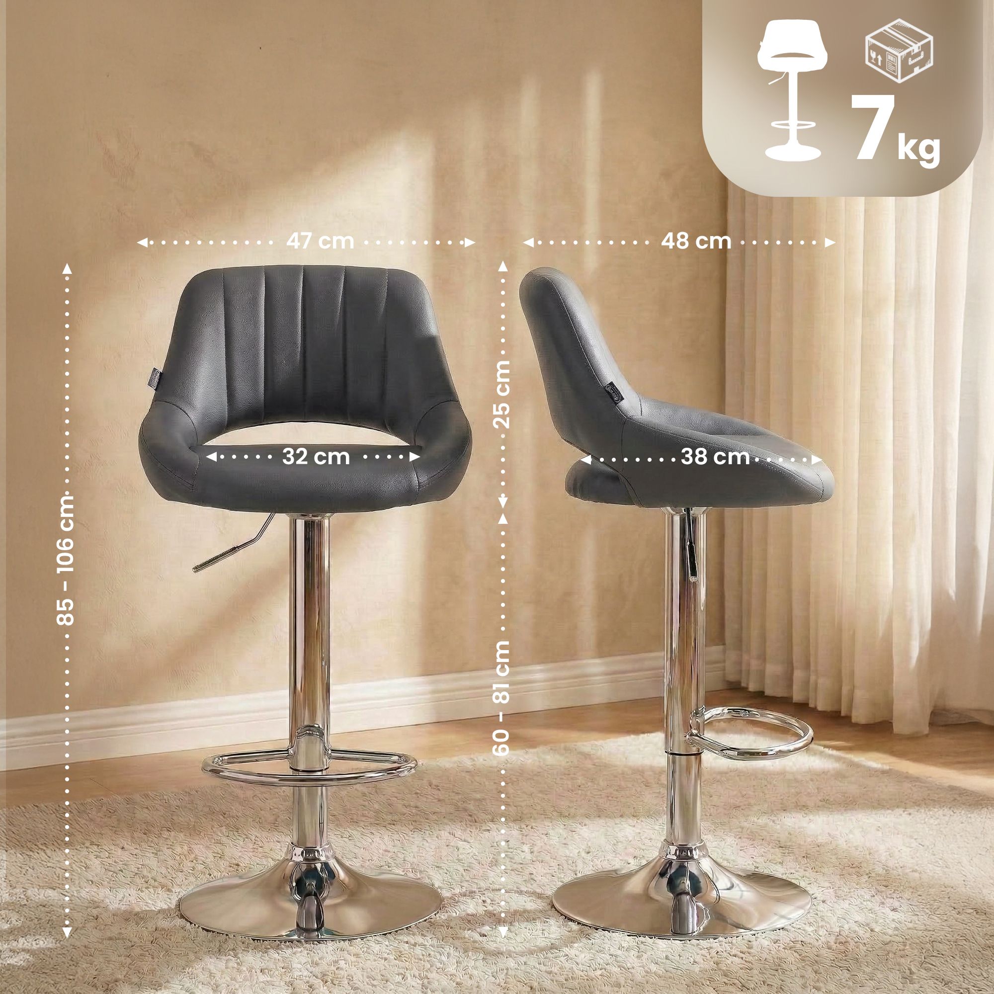Lot de 2 tabourets de bar Milet en similicuir