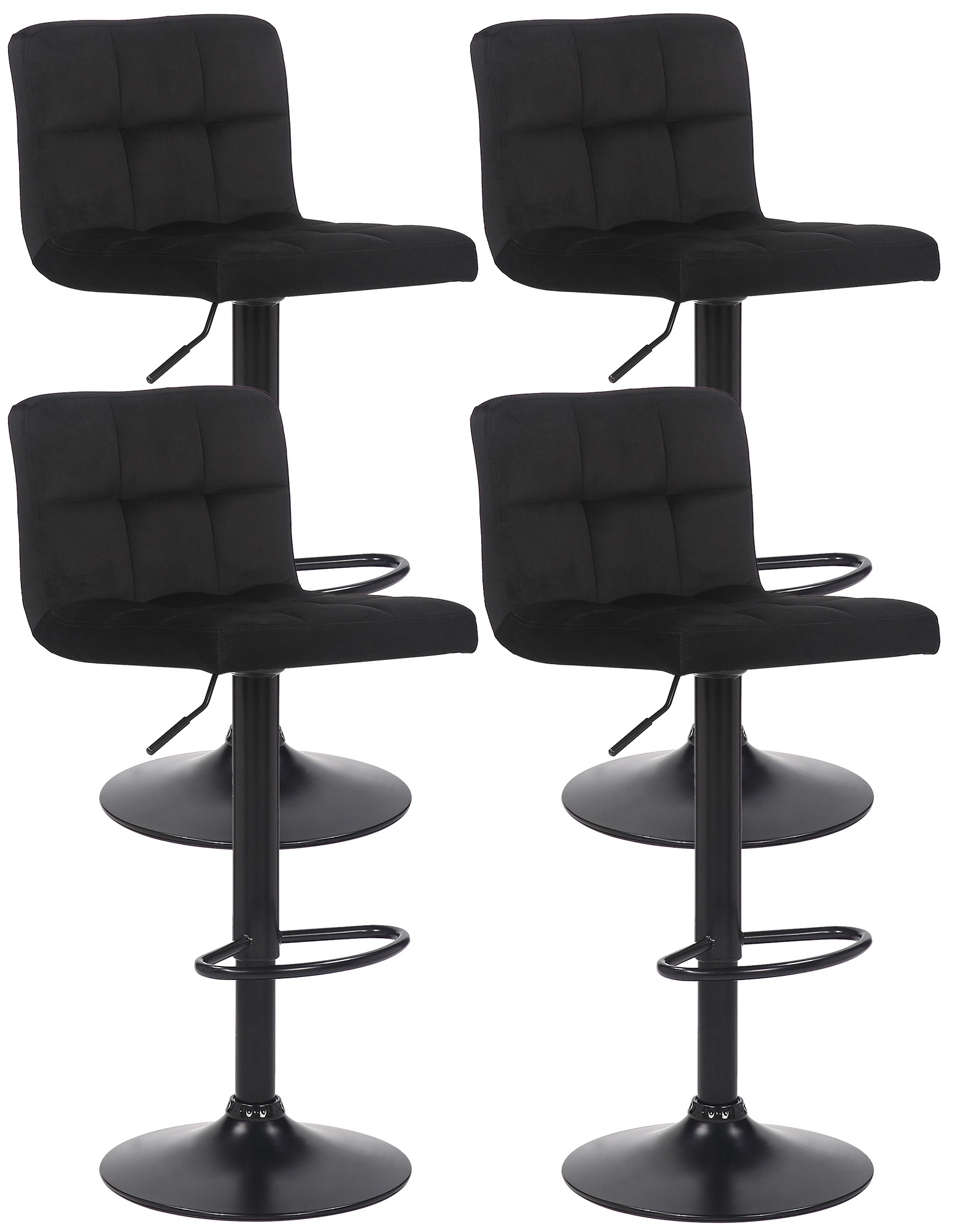 Lot de 4 tabourets de bar Feni velours