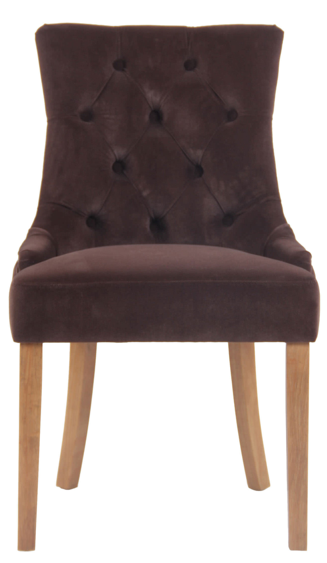 Lot de 4 Chaises de salle à manger Aberdeen en Velours Piètement en bois d'hévéa