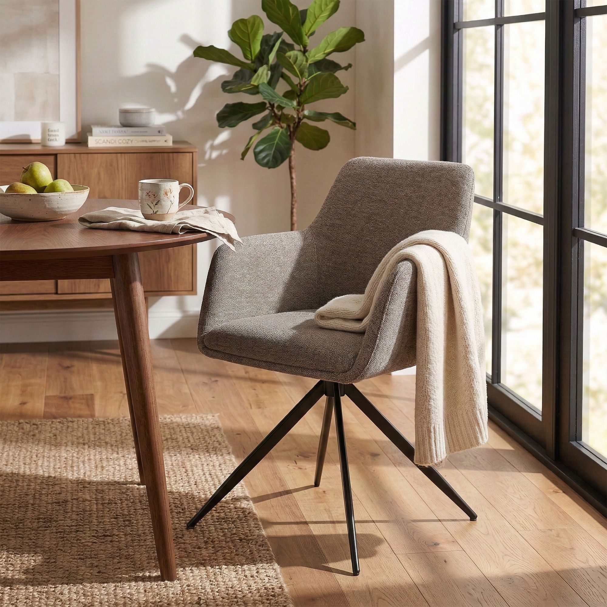 Lot de 2 chaises de salle a manger Olema en tissu