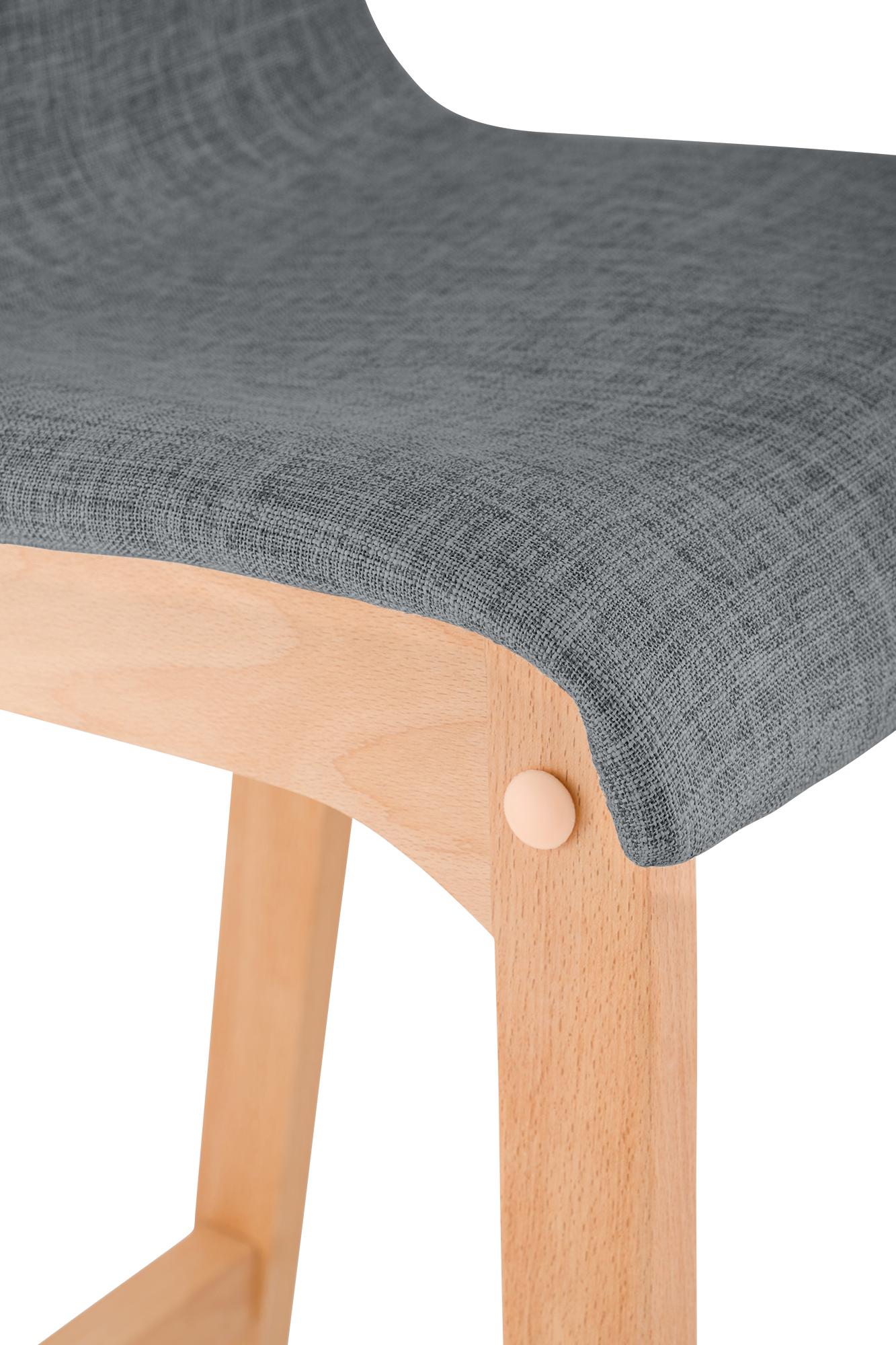 Lot de 2 tabourets de bar Hover en tissu, piètement à quatre pieds en bois naturel