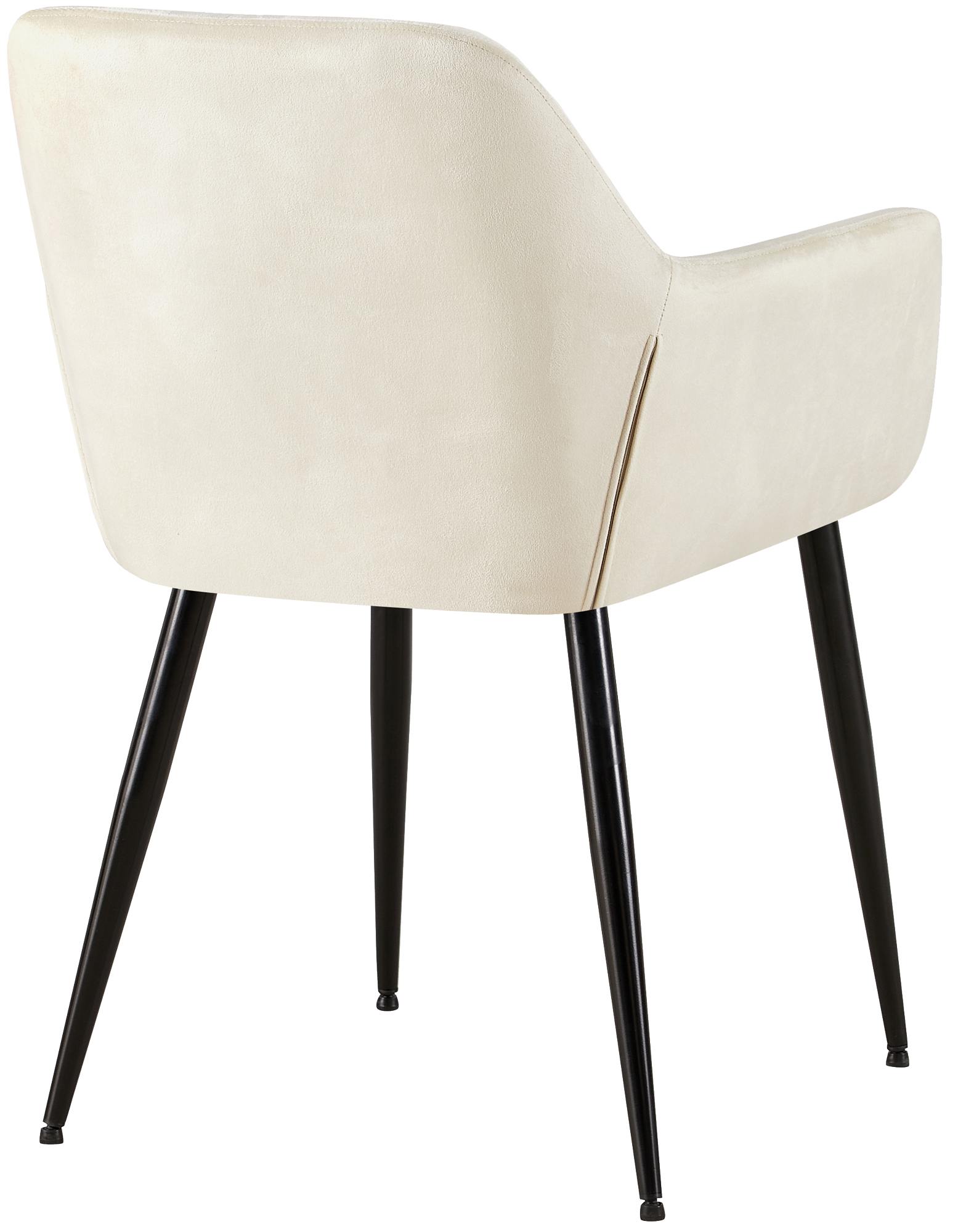 Lot de 4 Chaises de salle à manger Emia en Velours avec Piètement en Métal noir