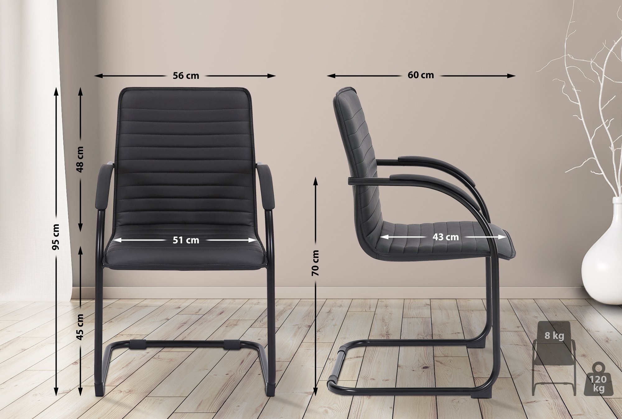 Chaise visiteur Tira similicuir