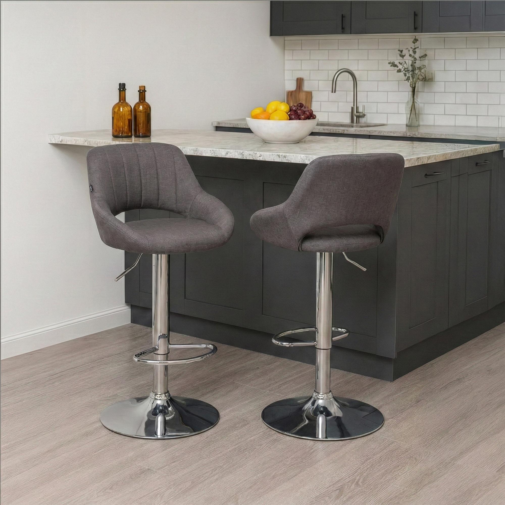 Lot de 2 tabourets de bar Milet en tissu