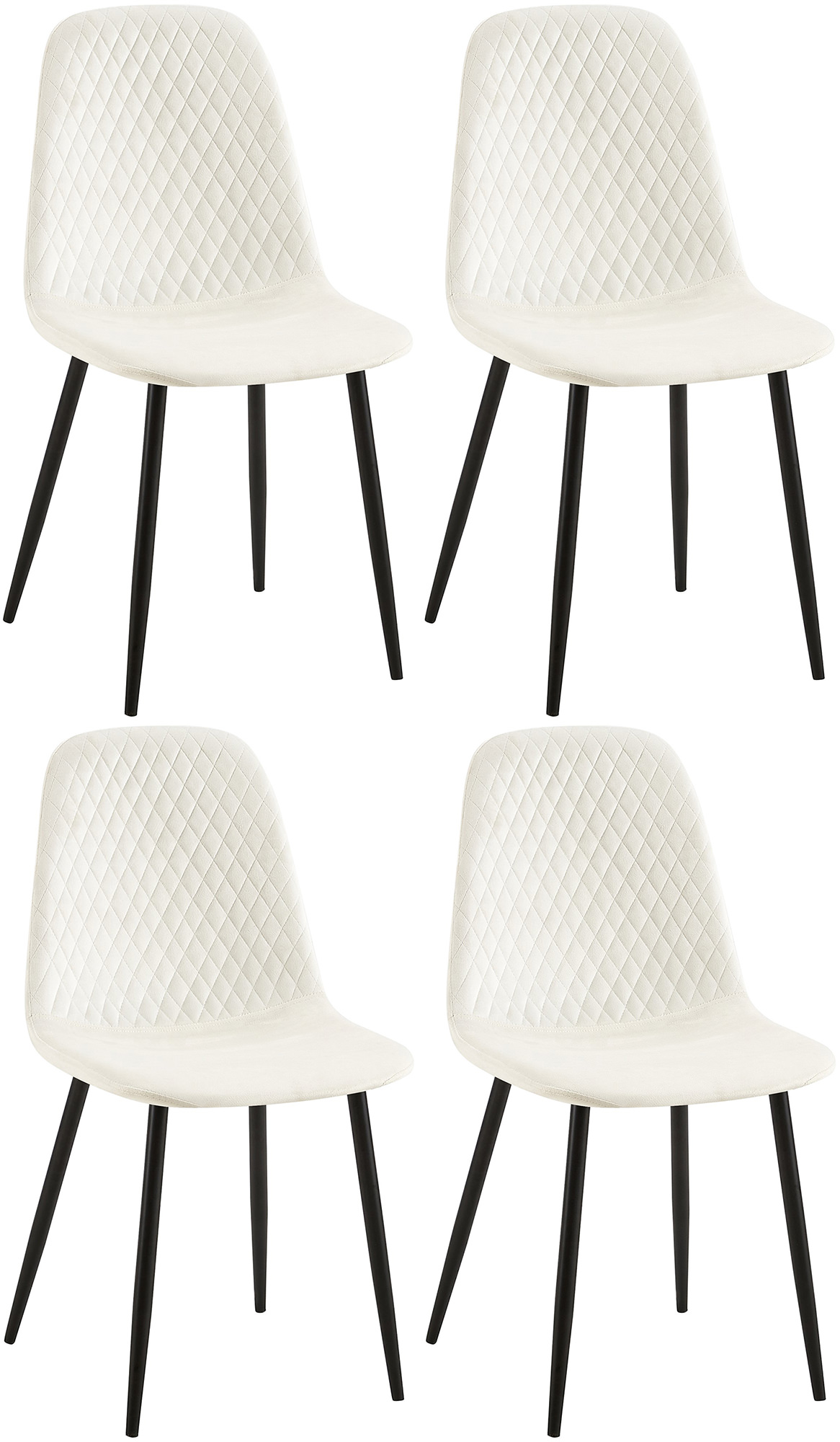 Lot de 4 Chaises de salle à manger Giverny avec Piètement en métal noir