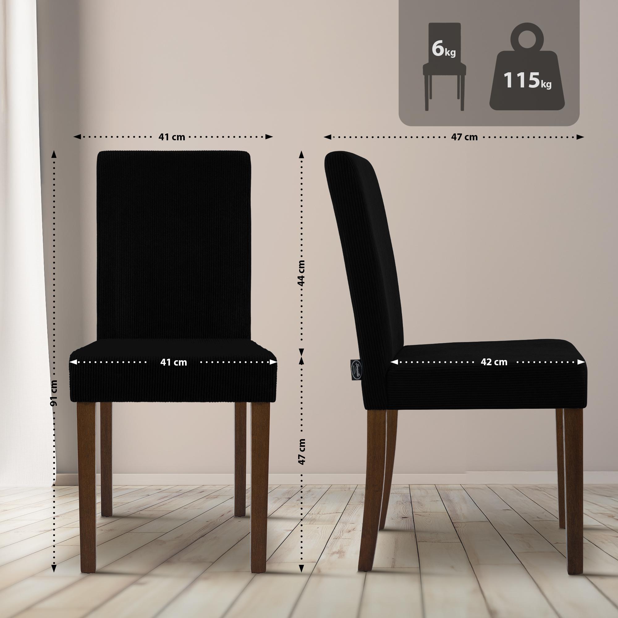 Lot de 2 chaises de salle a manger Ina en velours cotele
