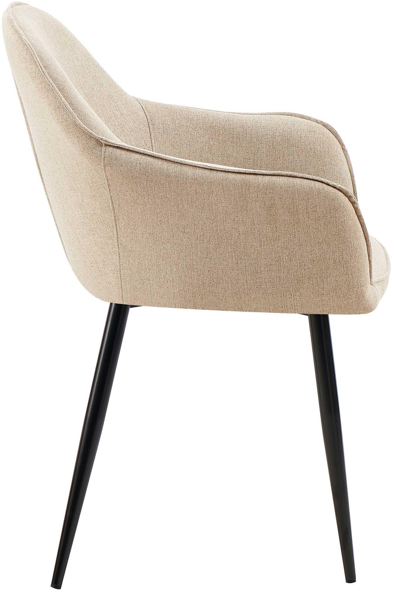 Lot de 2 Chaises de salle à manger Boise en Tissu avec Piètement en Métal noir