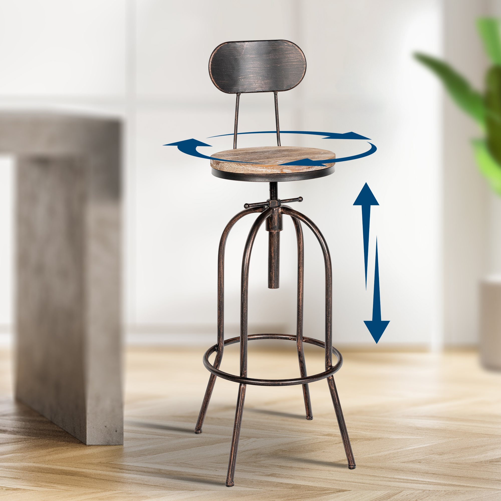 Lot de 2 tabourets de bar Pino