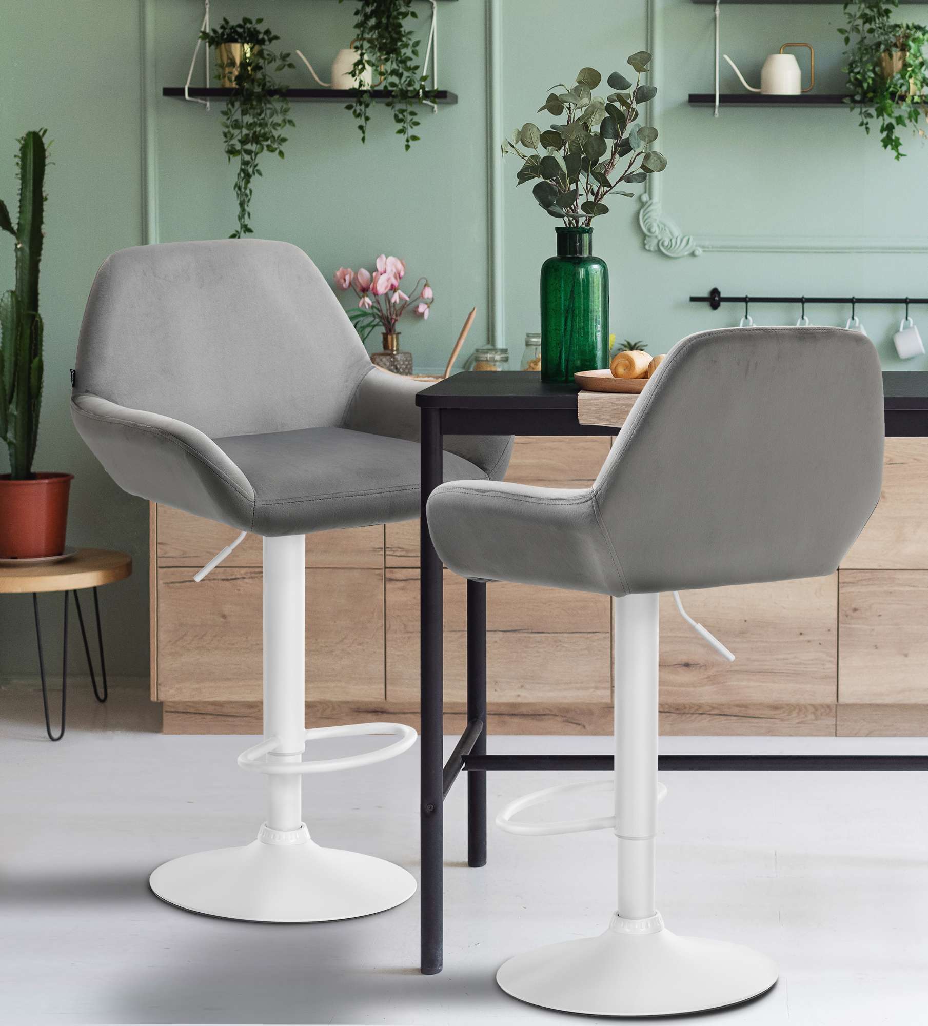 Ensemble de 2 tabourets de bar Braga en velours