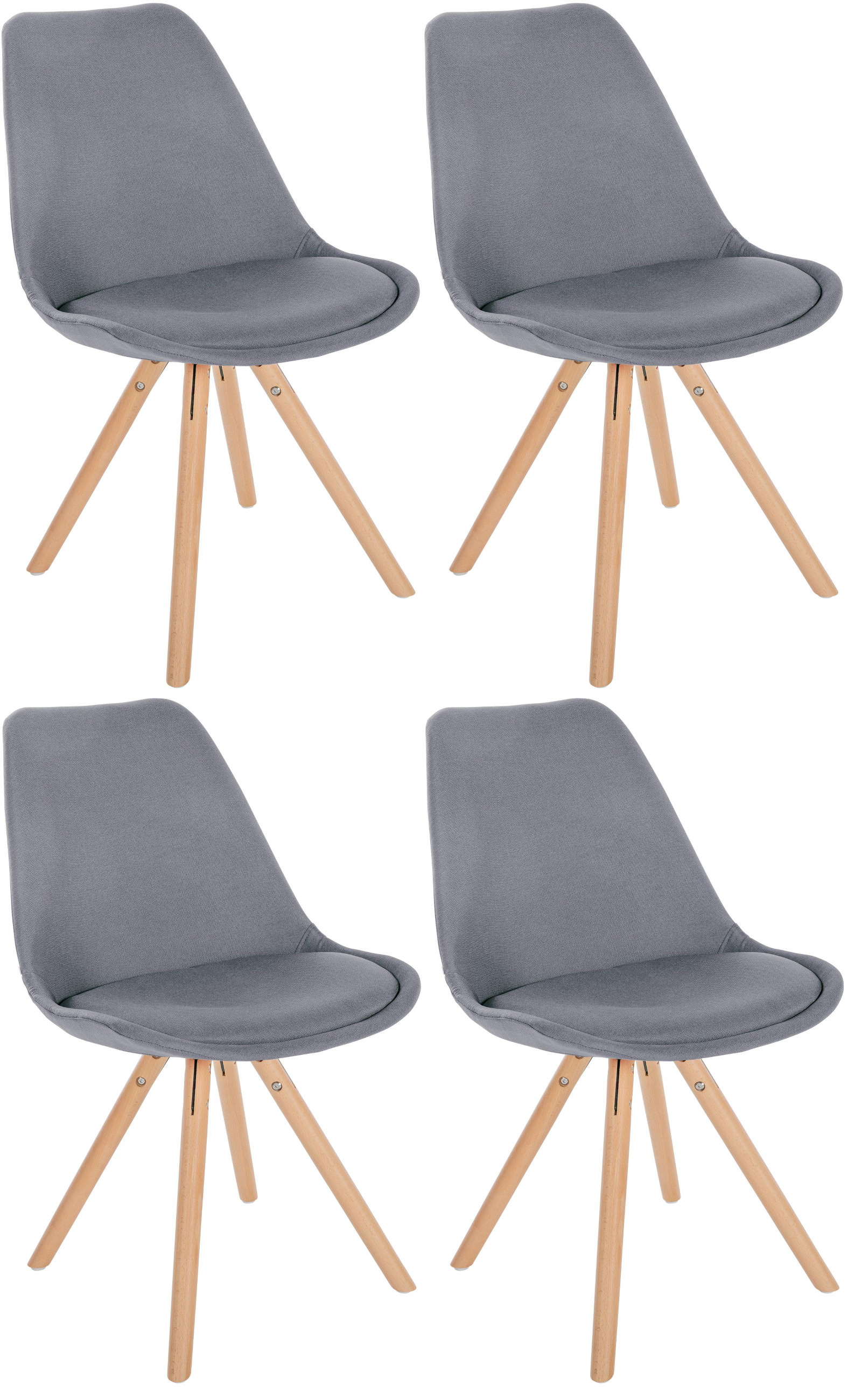 Lot de 4 chaises de salle à manger Sofia en tissu Pieds en bois