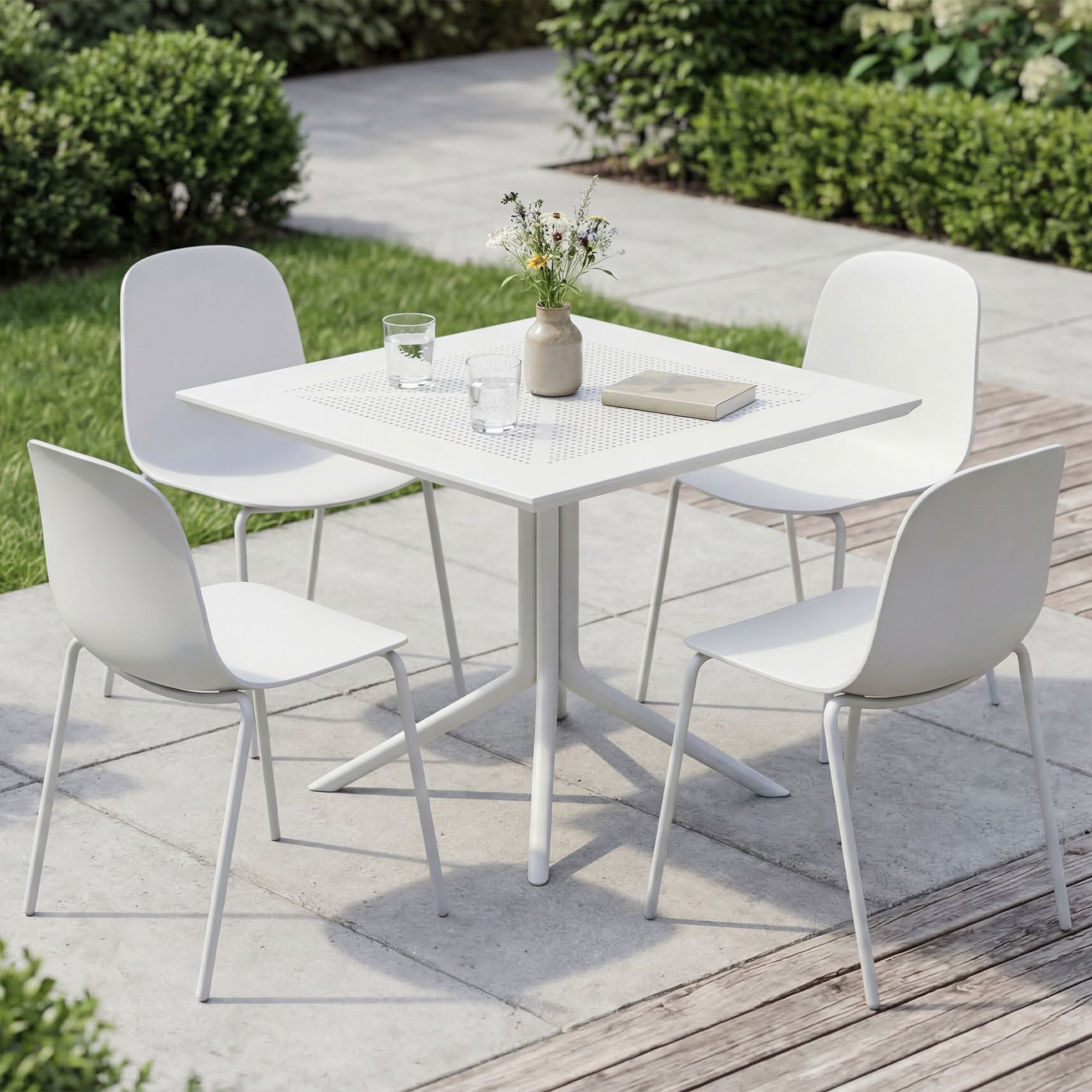 Ensemble de jardin Zeron avec 4 chaises