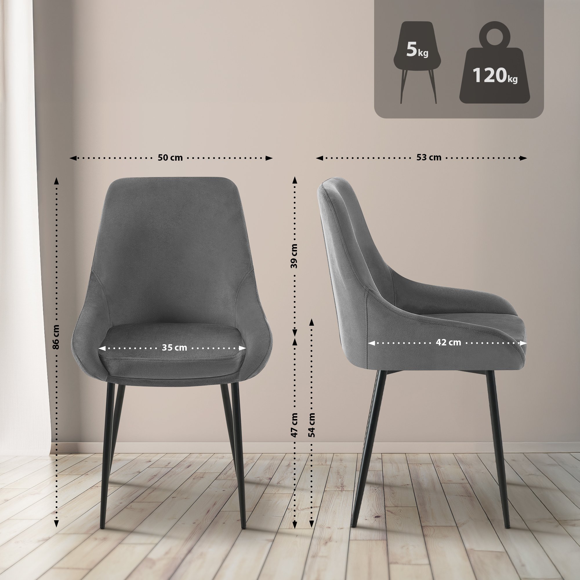 Lot de 2 chaises de salle à manger Elmira