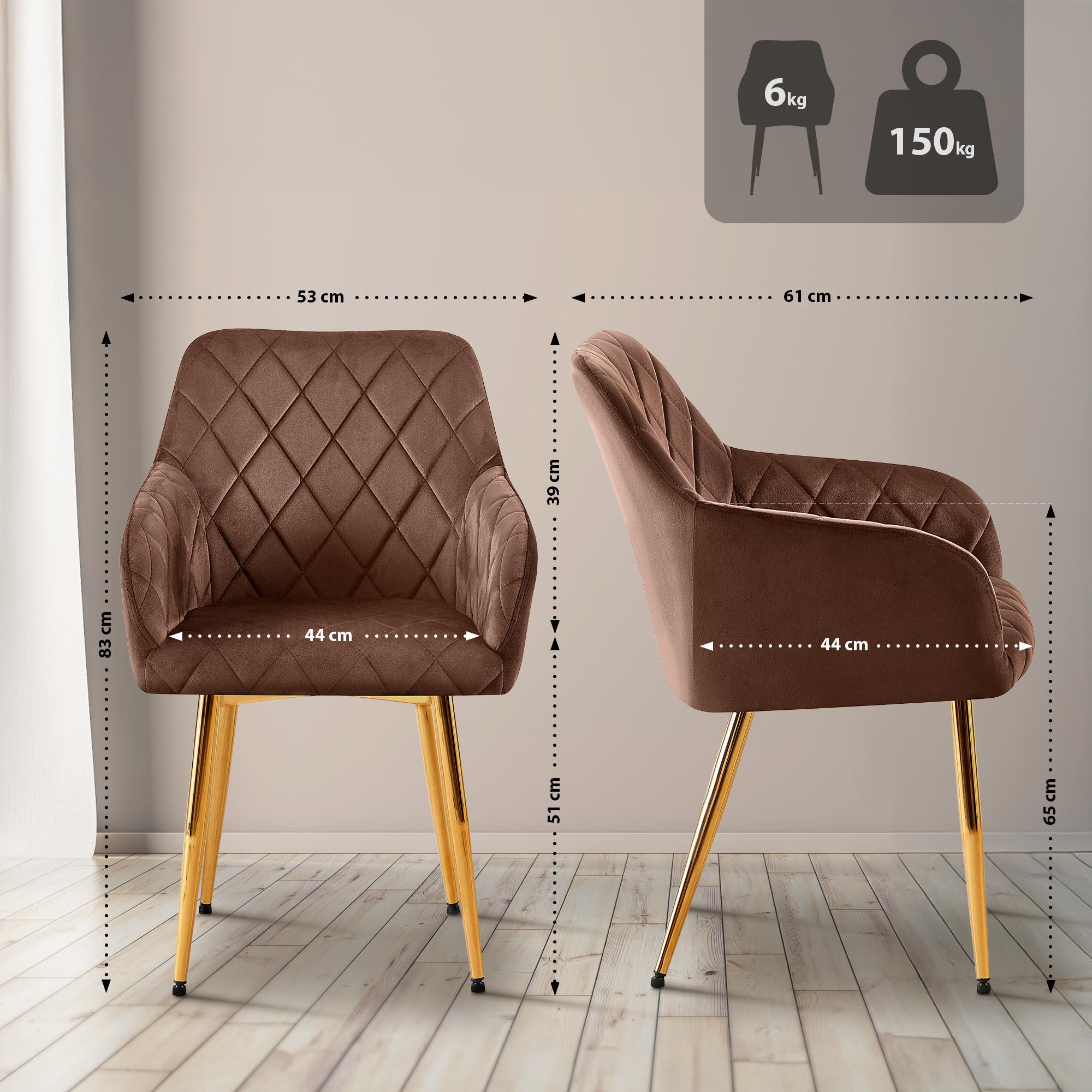 Lot de 2 chaises de salle à manger Monett velours