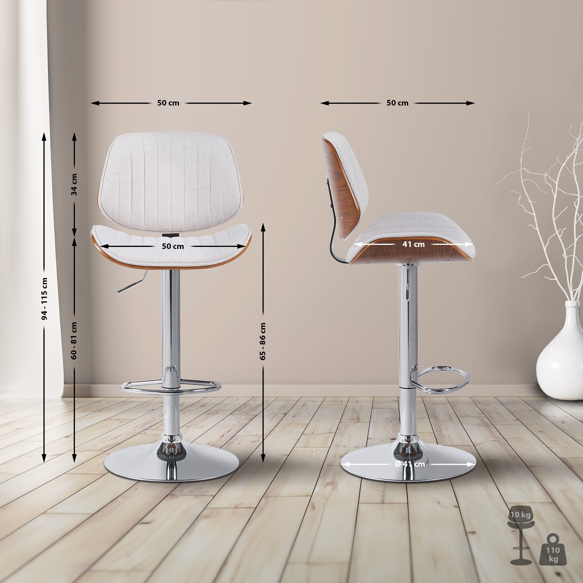 Tabouret de bar Clawson Tissu