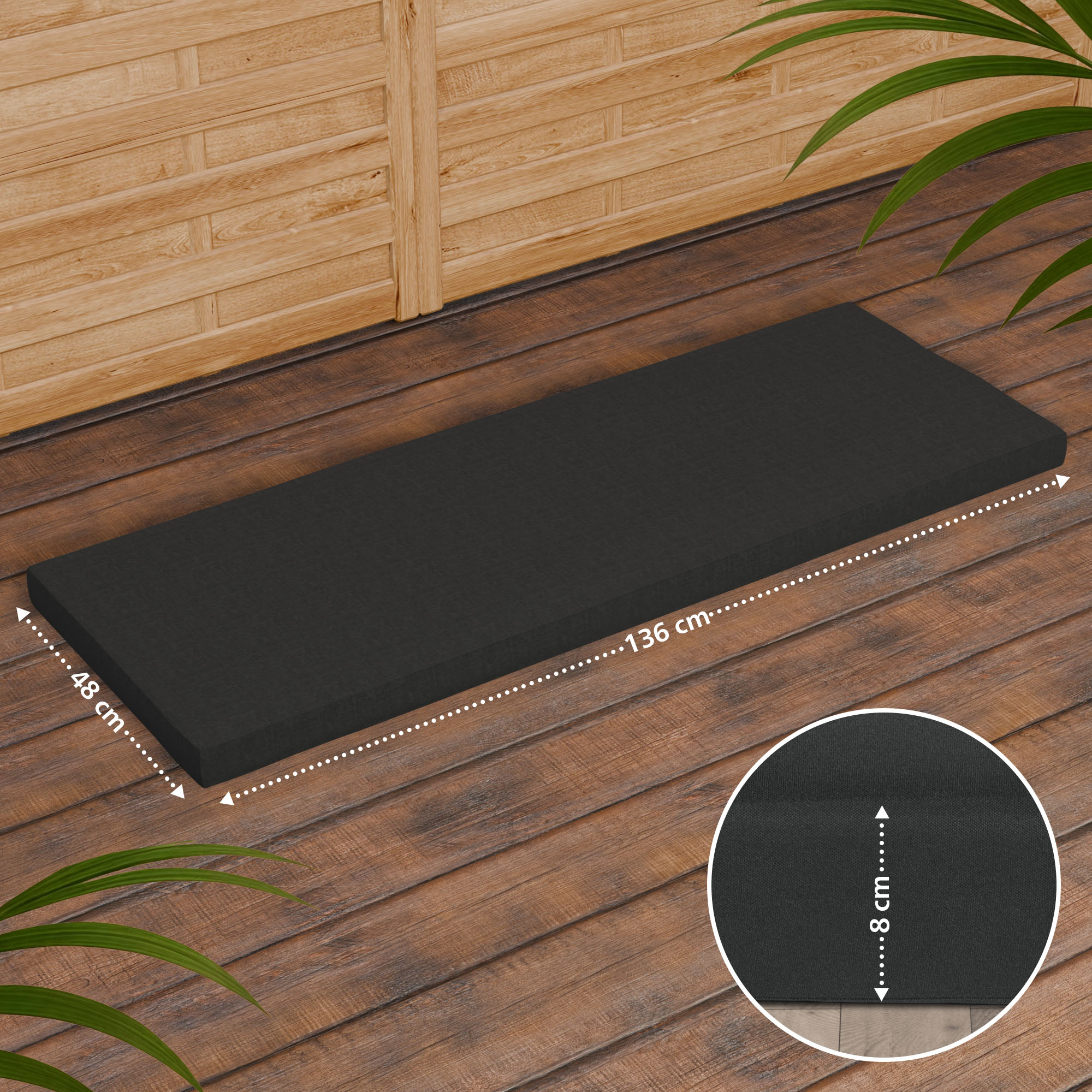 Banc de jardin en teck Daxon avec coussin d'assise