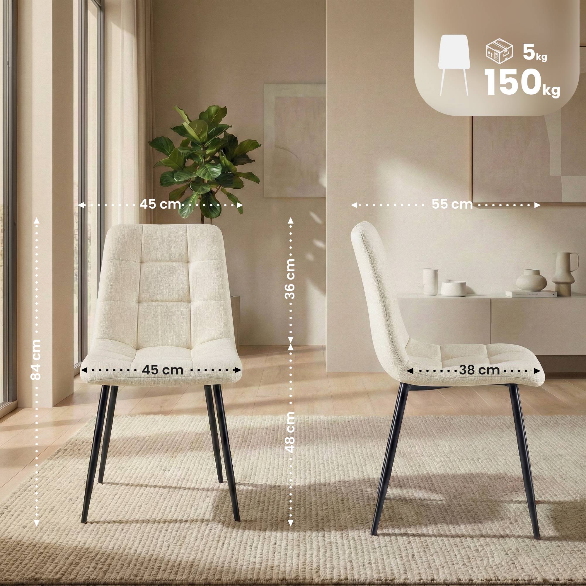 Chaise de salle a manger Antibes en tissu