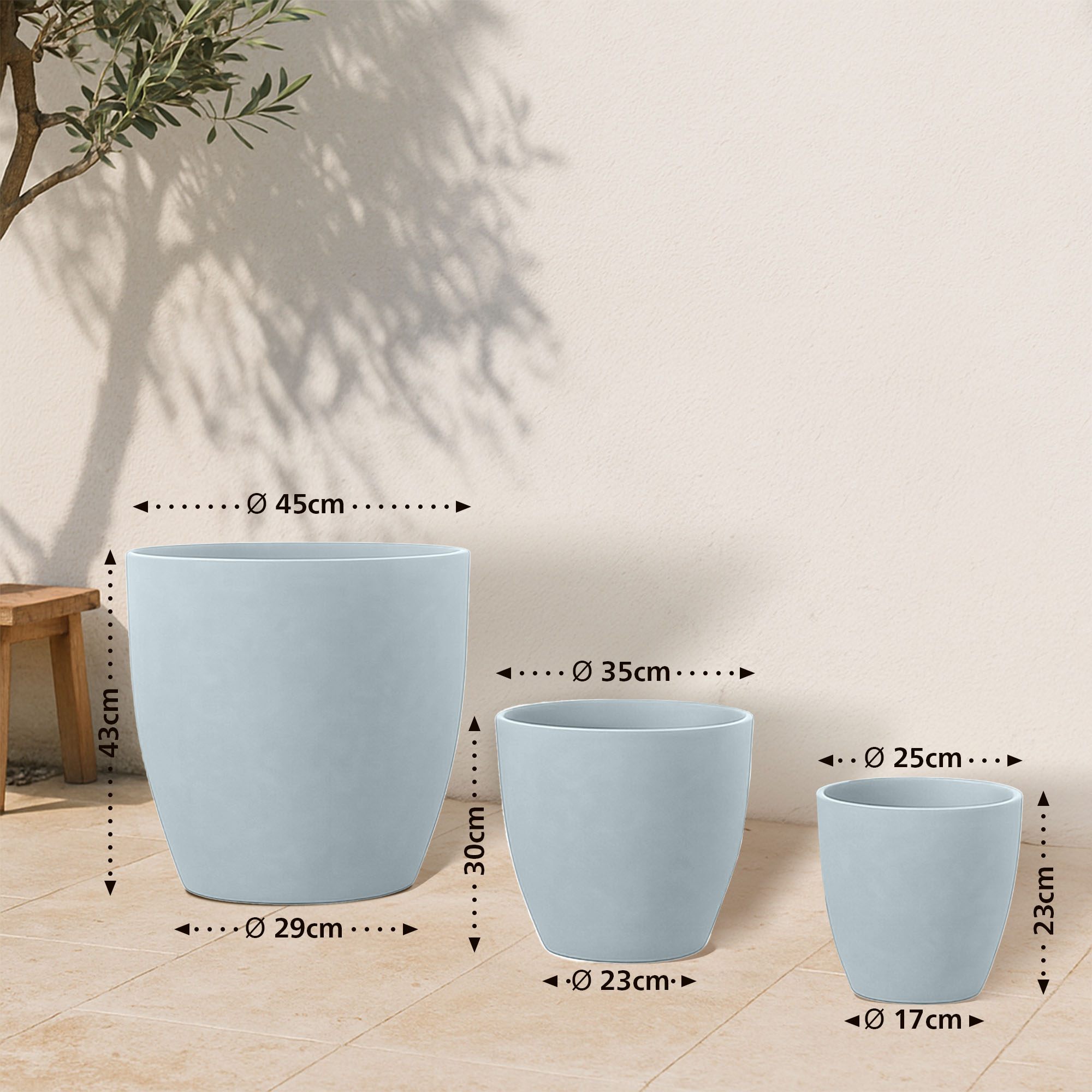 Set de 3 bacs à plantes ronds 1