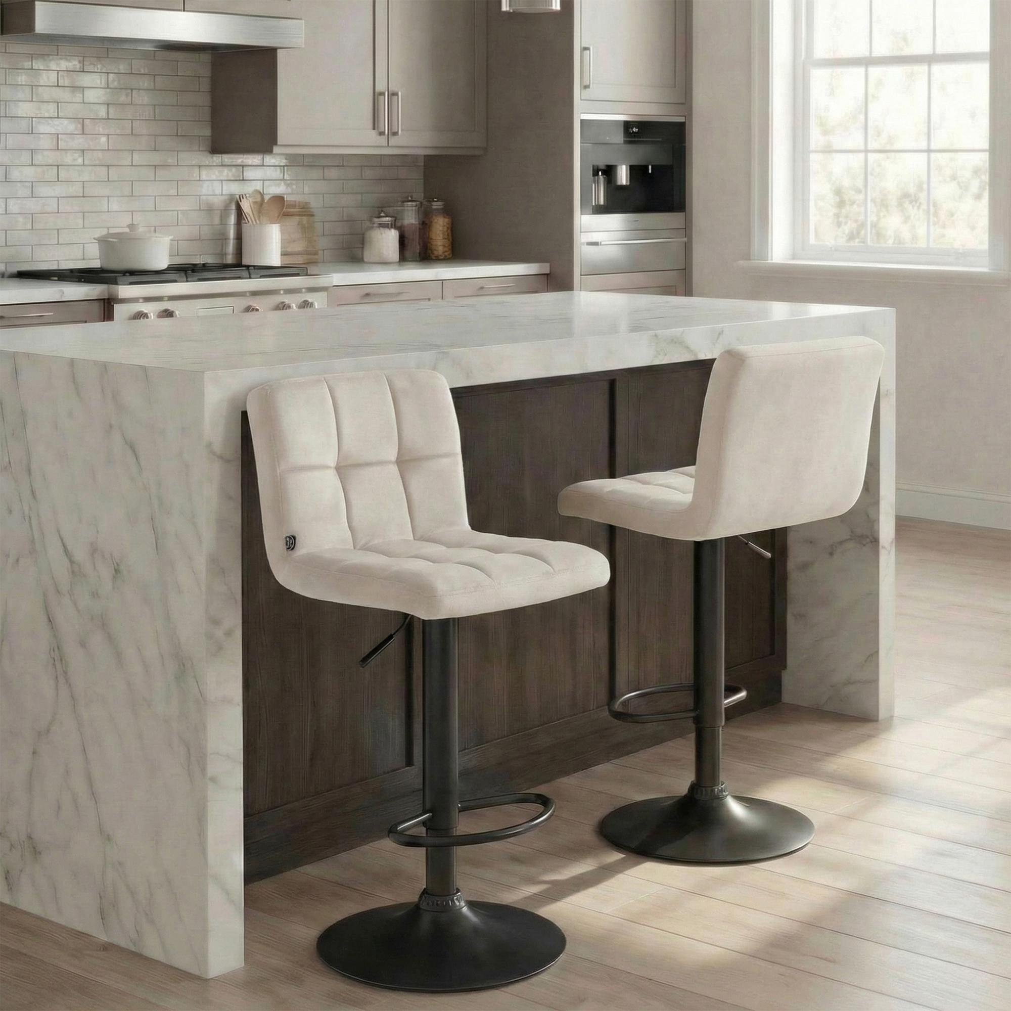 Lot de 2 tabourets de bar Peru velours