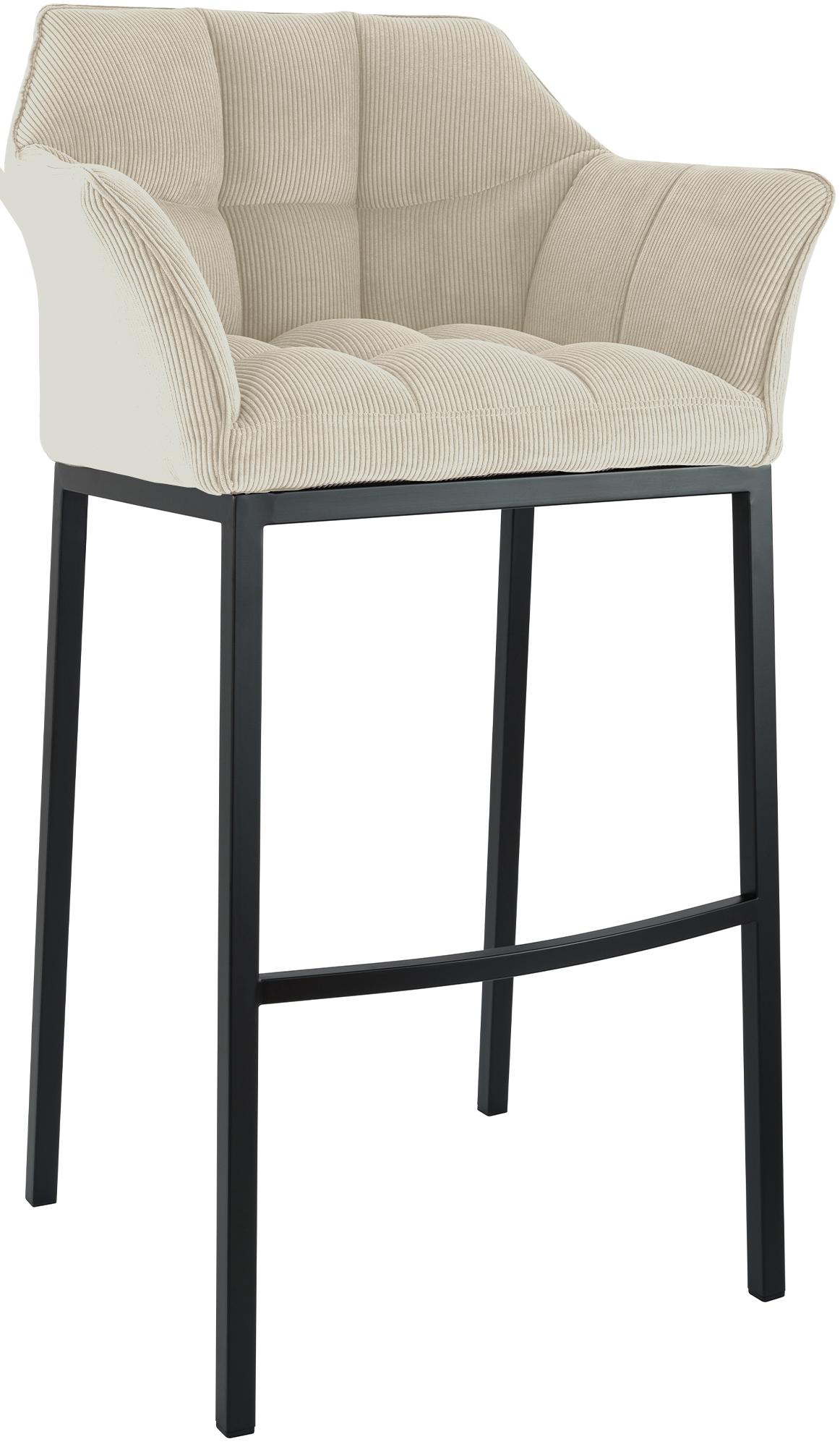 Tabouret de Bar Damaso en Velours Côtelé avec Piétement à Quatre Pieds