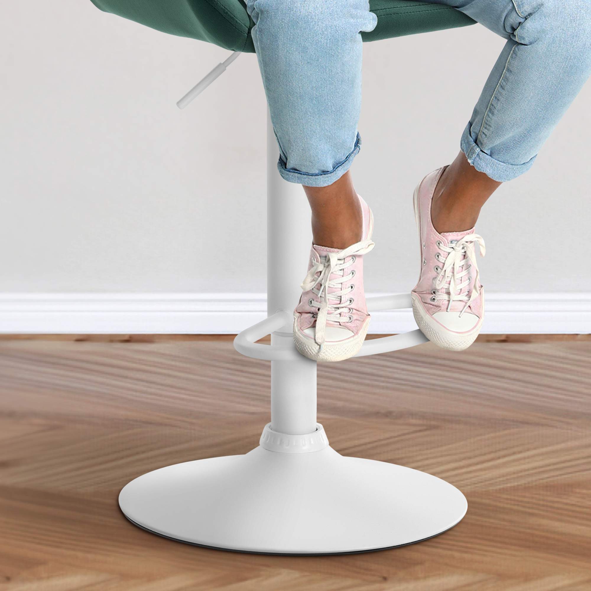 Tabouret de bar Braga Velours avec pied en métal réglable et pivotant