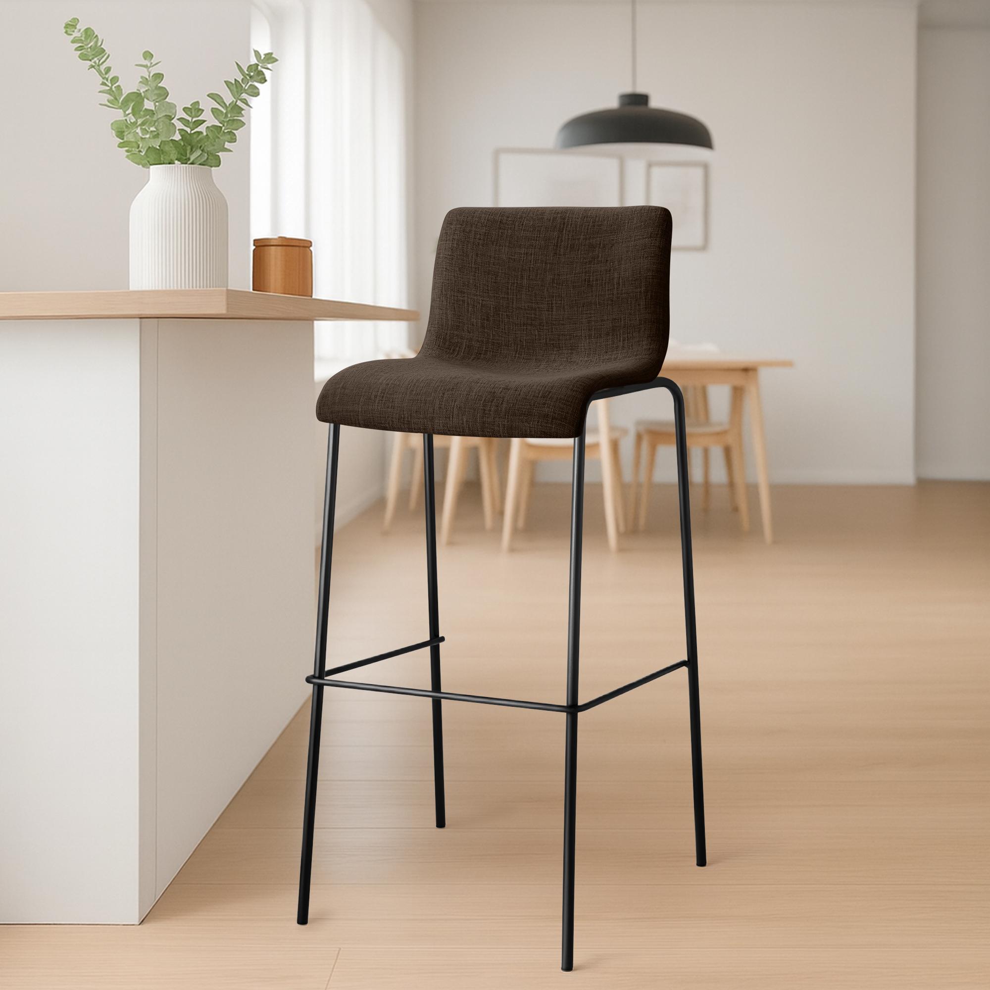 Lot de 2 tabourets de bar Hover en tissu, pieds metalliques