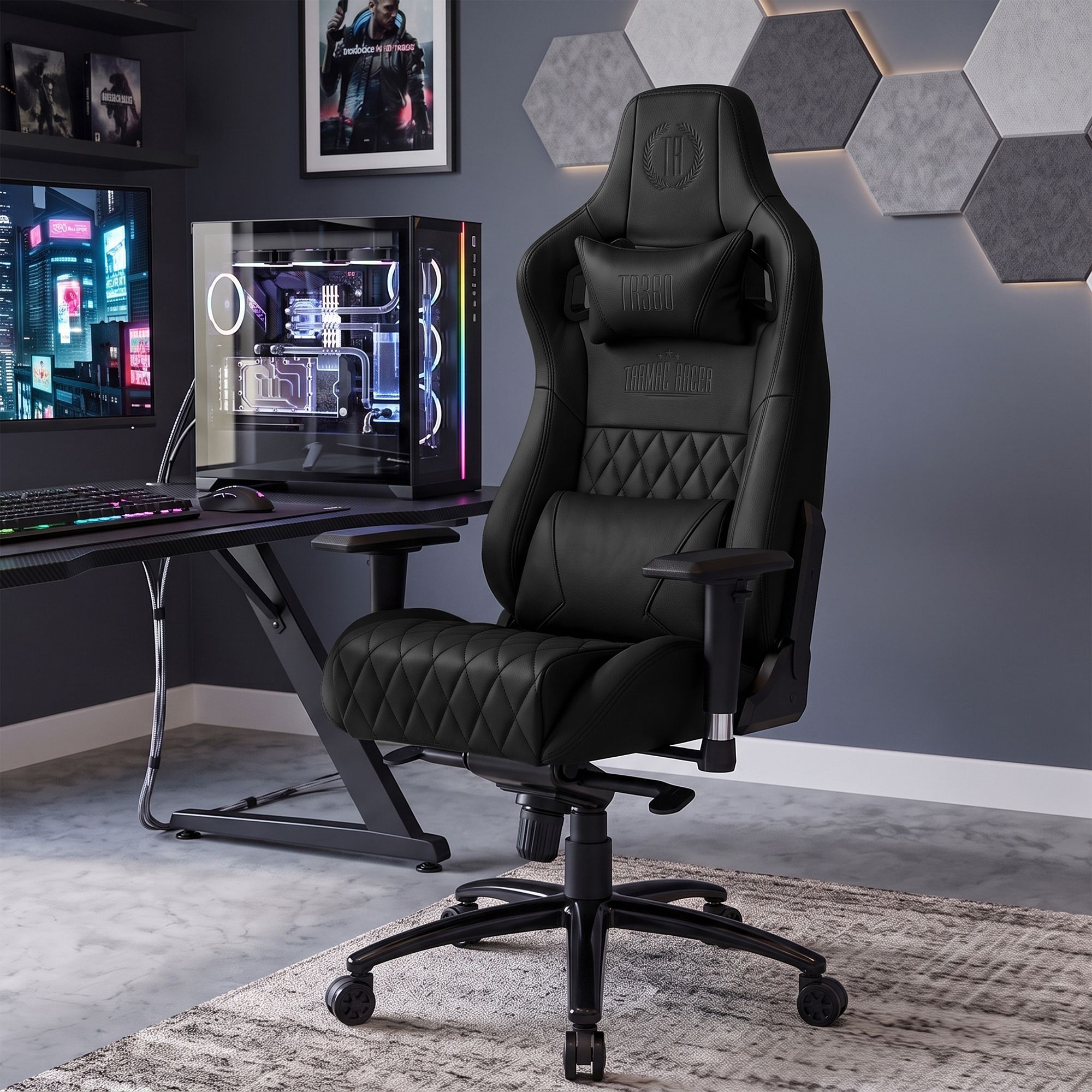 Fauteuil de bureau Keren revêtement en cuir véritable