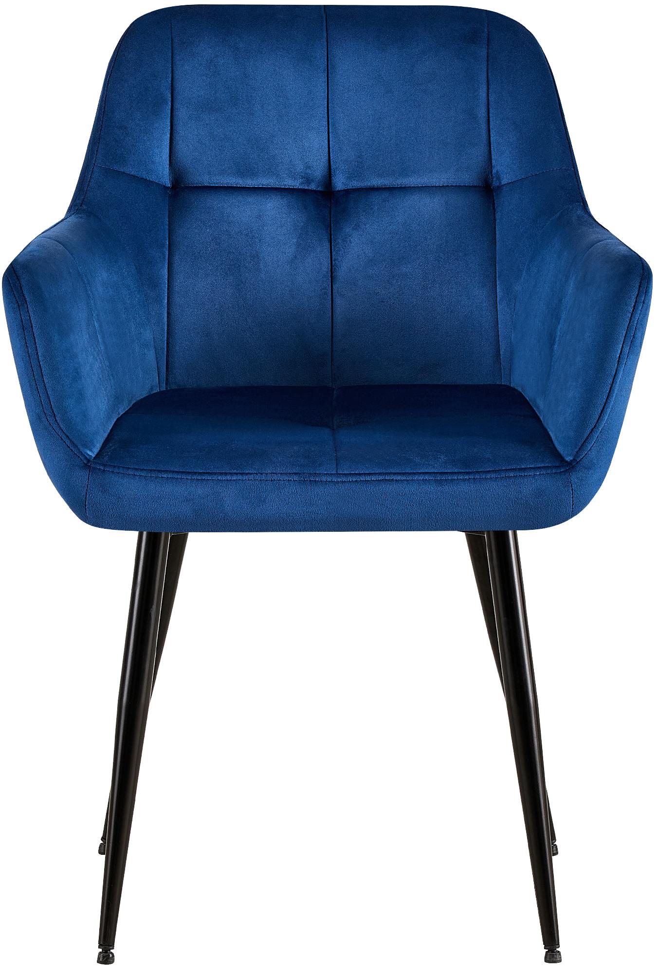 Chaise de salle à manger Emia en Velours avec Piètement en Métal noir