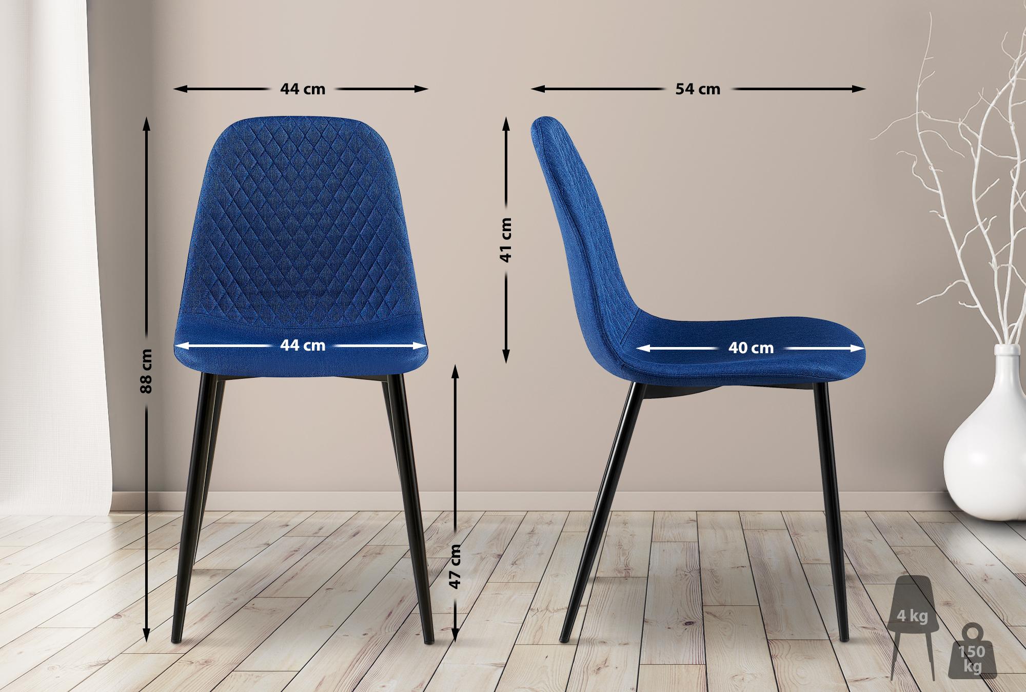 Lot de 4 Chaises de salle à manger Giverny avec Piètement en métal noir