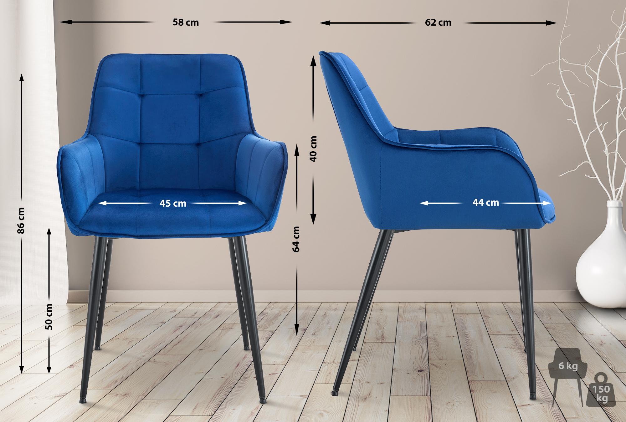 Lot de 2 chaises de salle à manger Ferndale velours