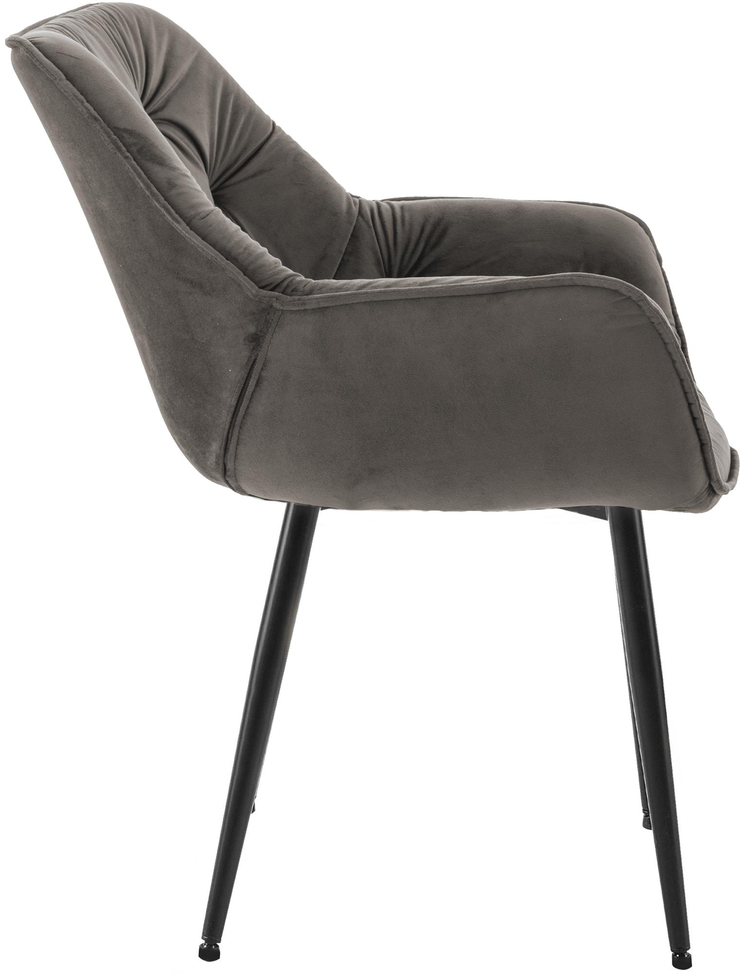 Lot de 4 Chaises de salle à manger Tanna en Velours Piètement en Métal noir