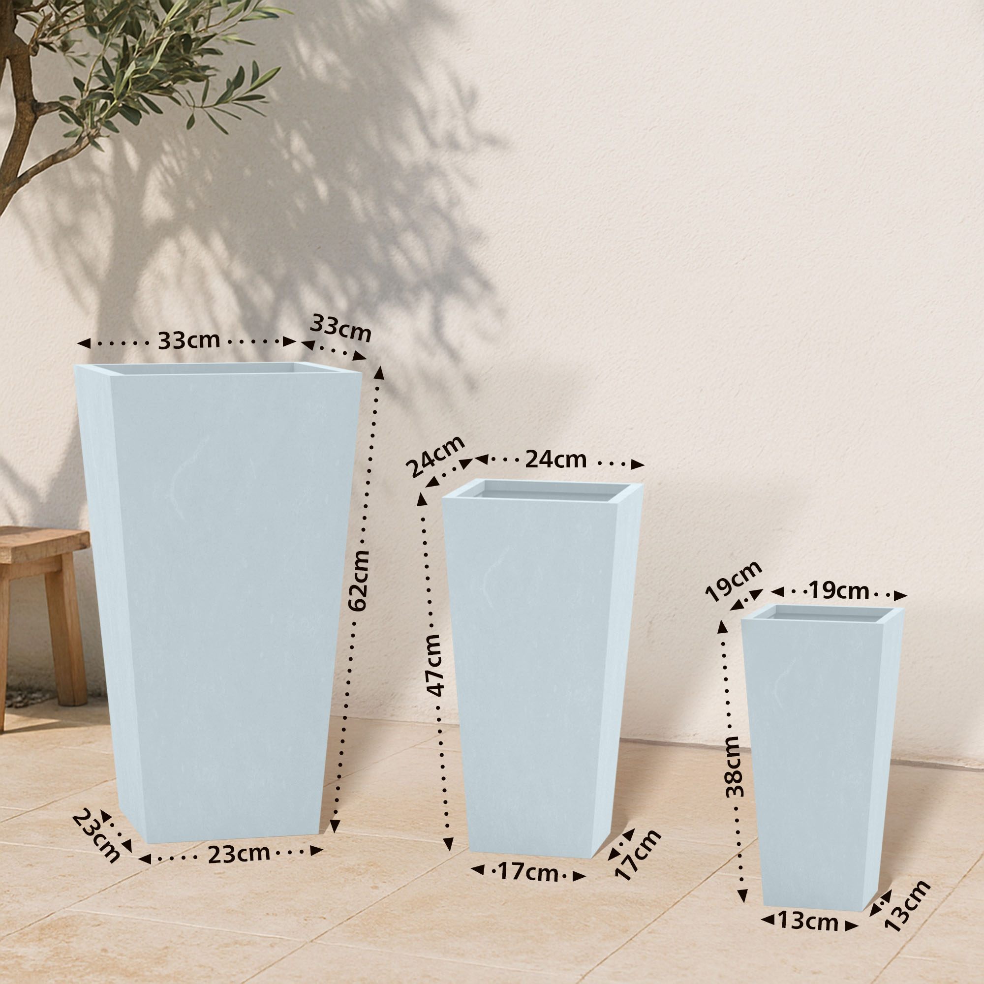 Set de 3 bacs à plantes carrés 2