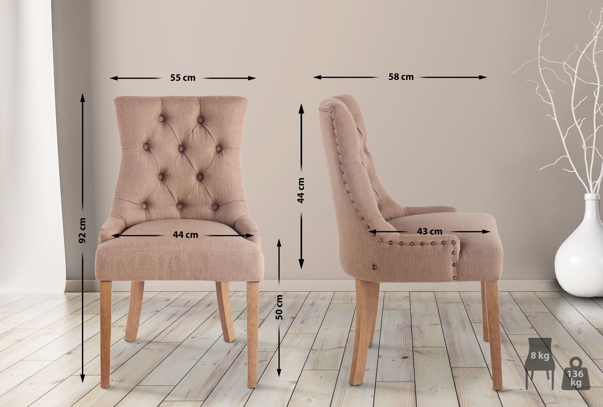 Chaise de salle à manger Aberdeen tissu