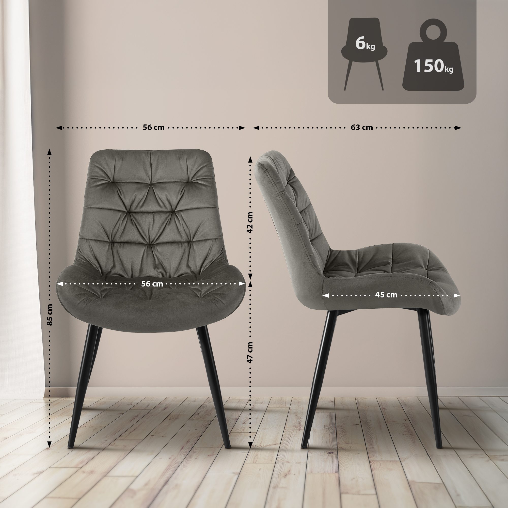 Lot de 2 chaises de salle à manger Rossford