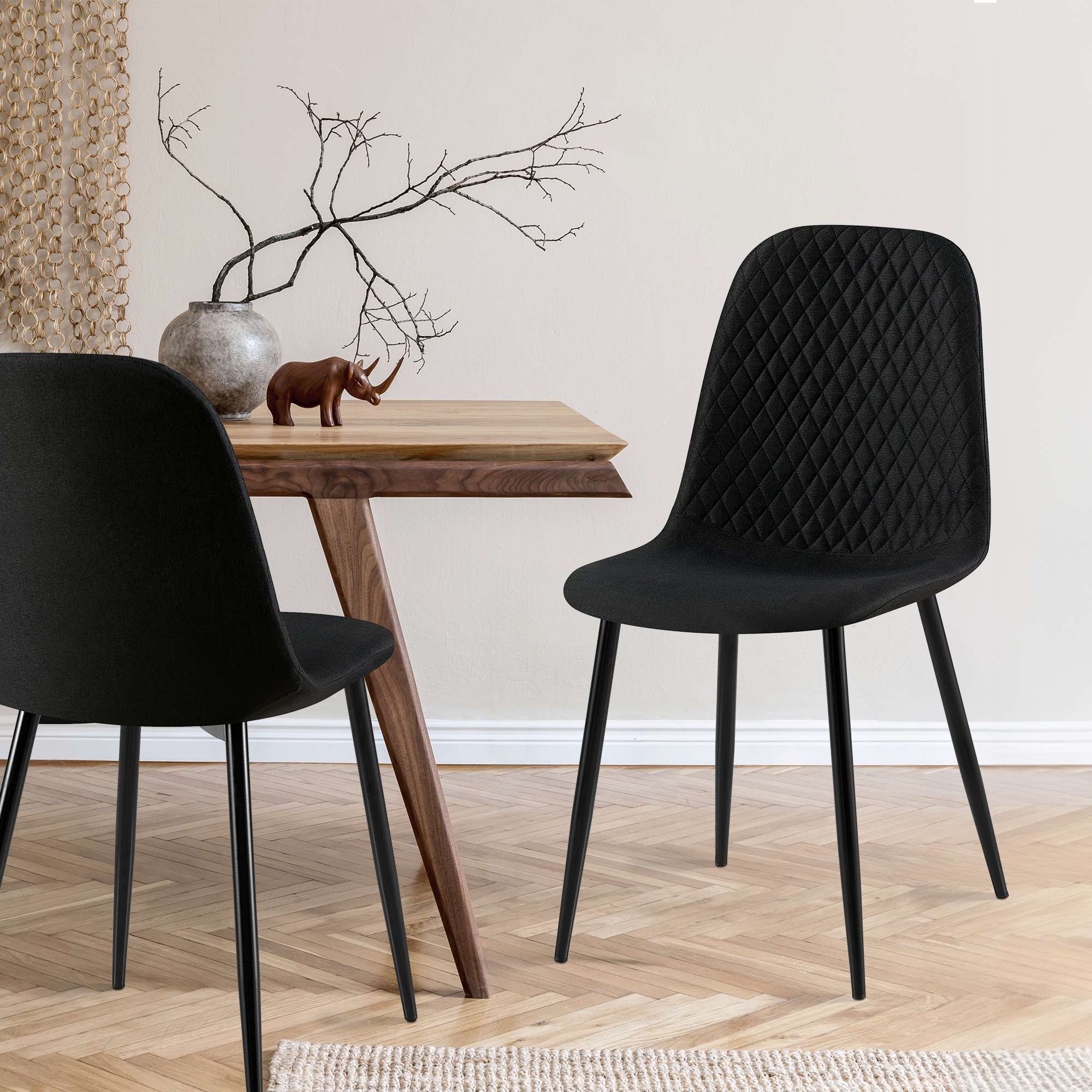 Lot de 4 Chaises de salle à manger Giverny avec Piètement en métal noir