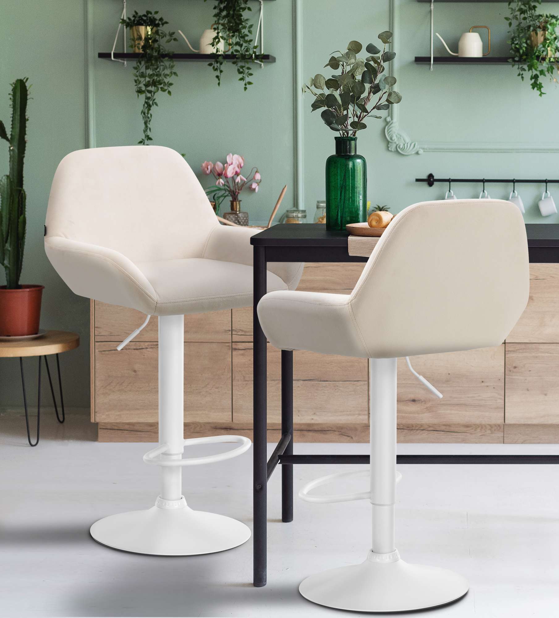Ensemble de 2 tabourets de bar Braga en velours