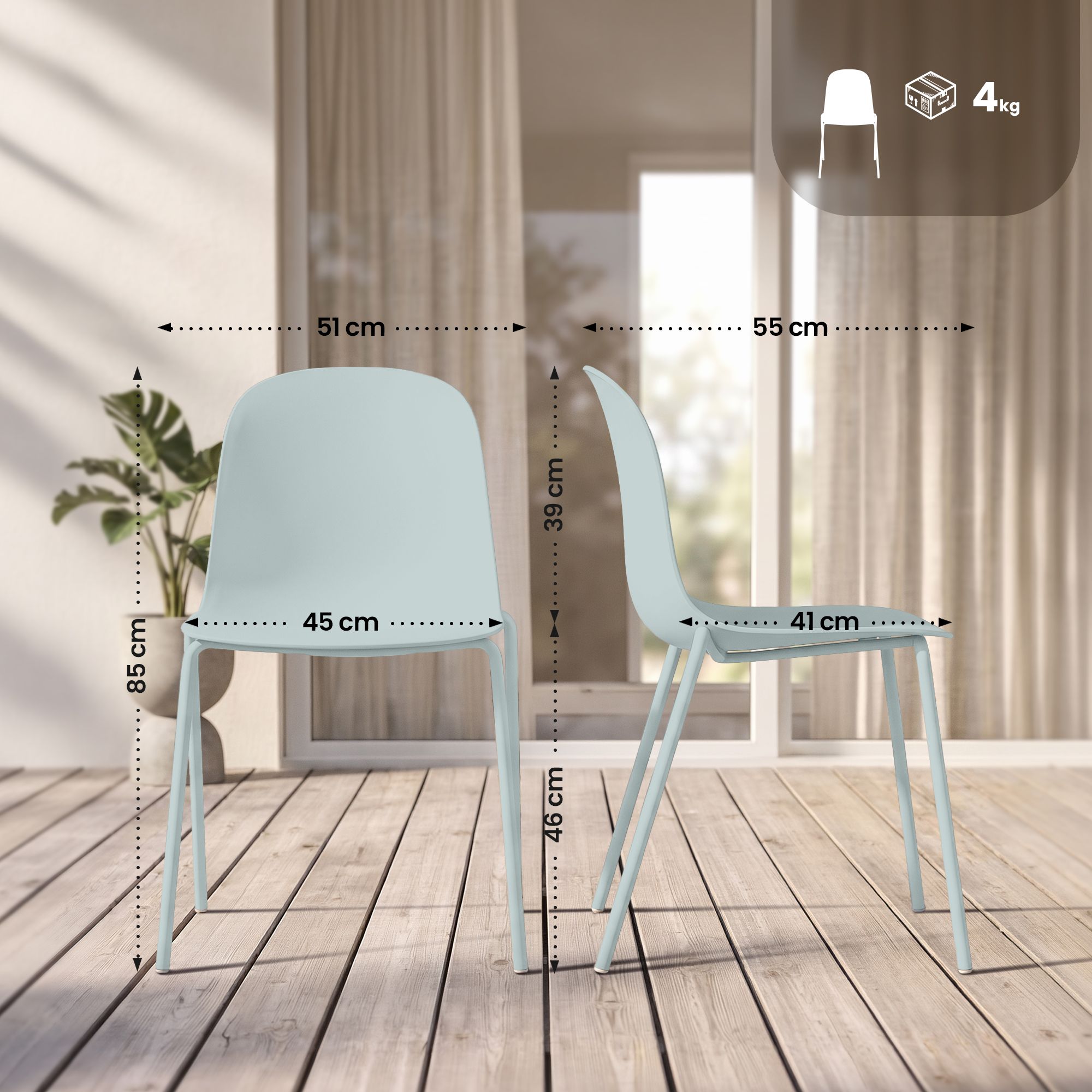 Lot de 2 chaises empilables Hardin