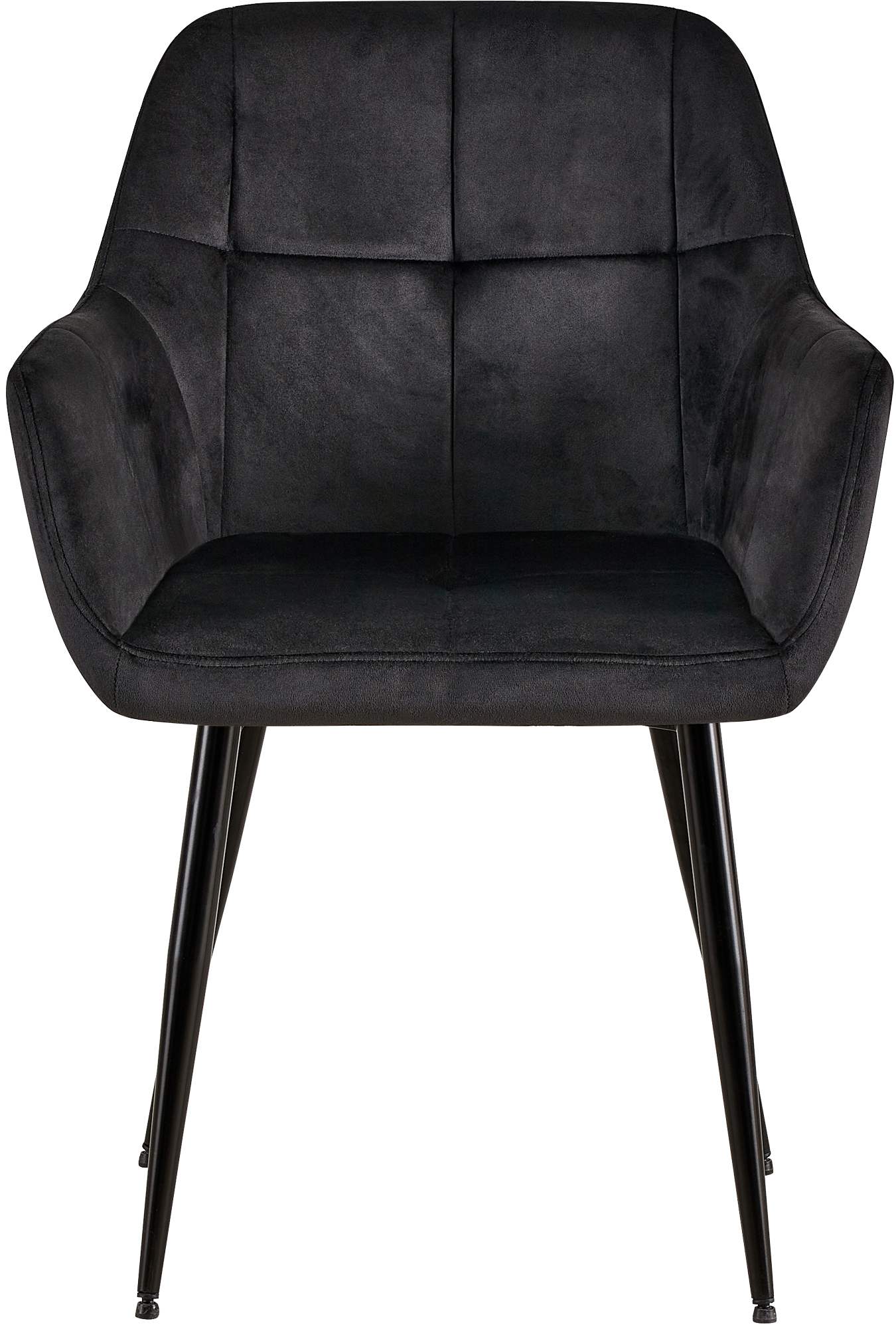 Lot de 4 Chaises de salle à manger Emia en Velours avec Piètement en Métal noir