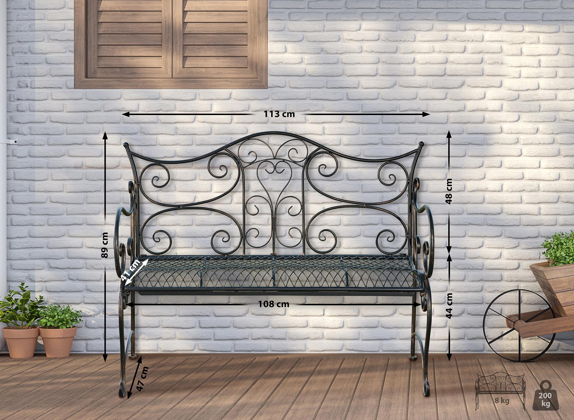 Banc de jardin au style antique Tara en fer forgé