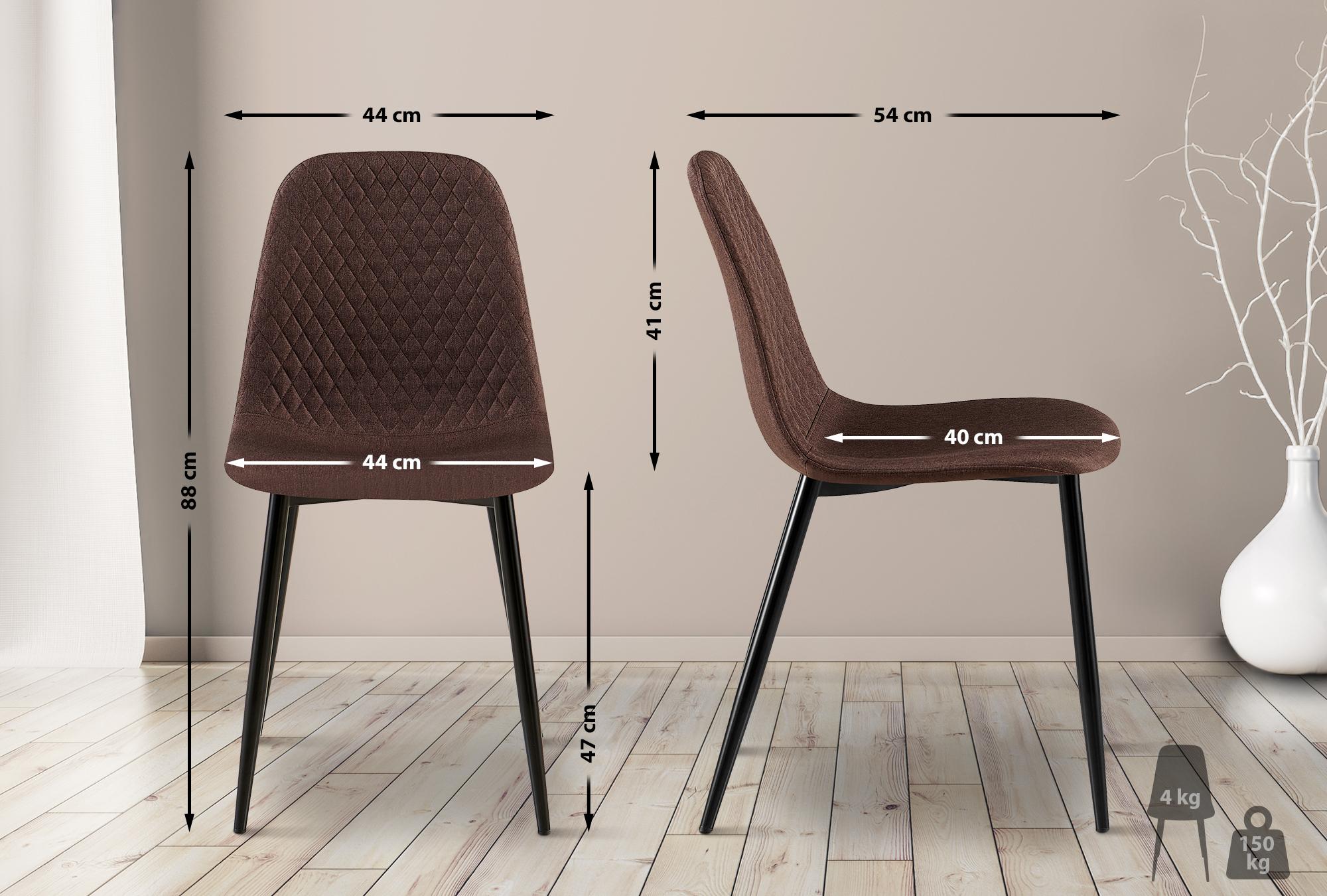 Lot de 4 Chaises de salle à manger Giverny avec Piètement en métal noir